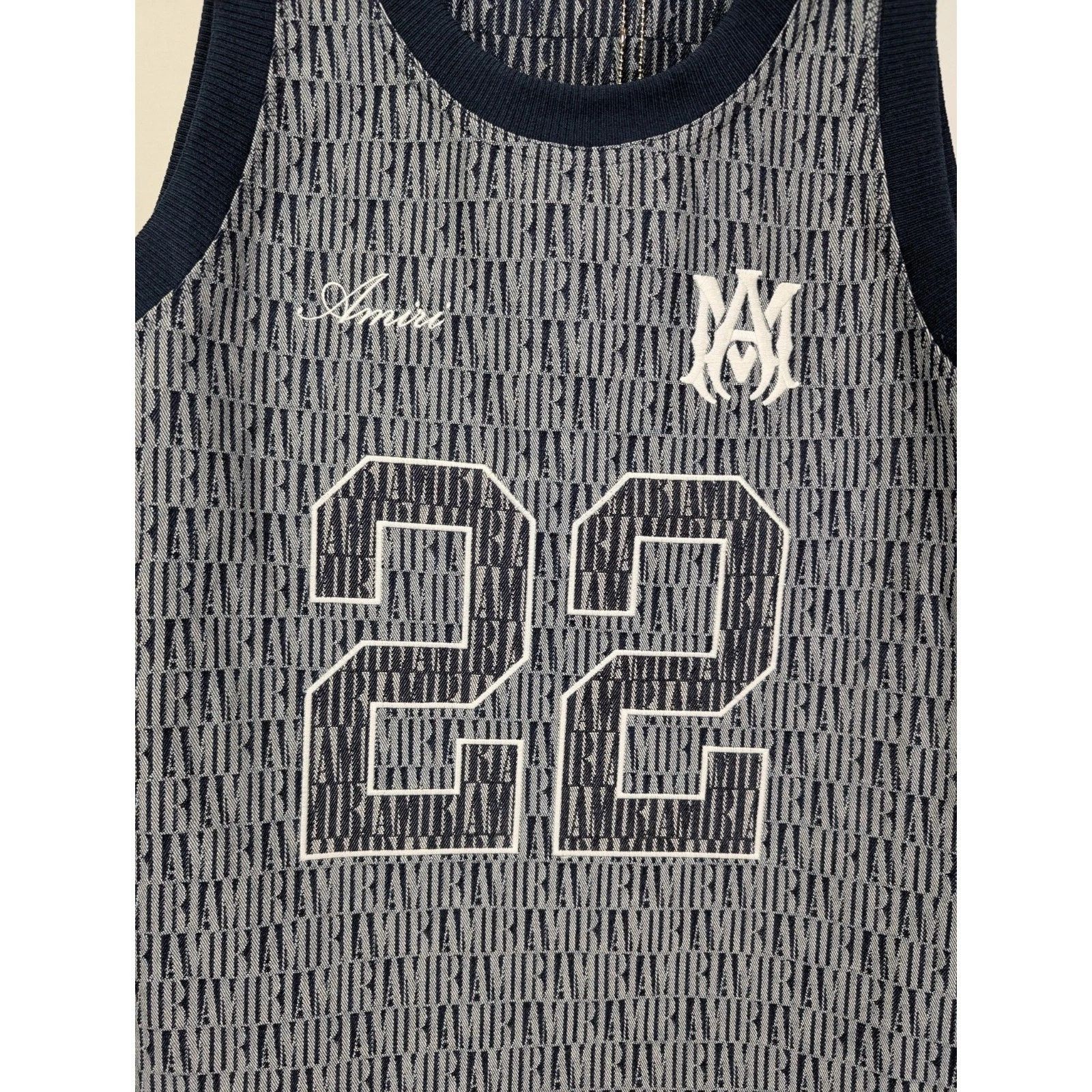 Amiri o1rshd1 Jacquard BBall Jersey Top Tank in Washed Indigo Size US L / EU 52-54 / 3 - 4 Thumbnail