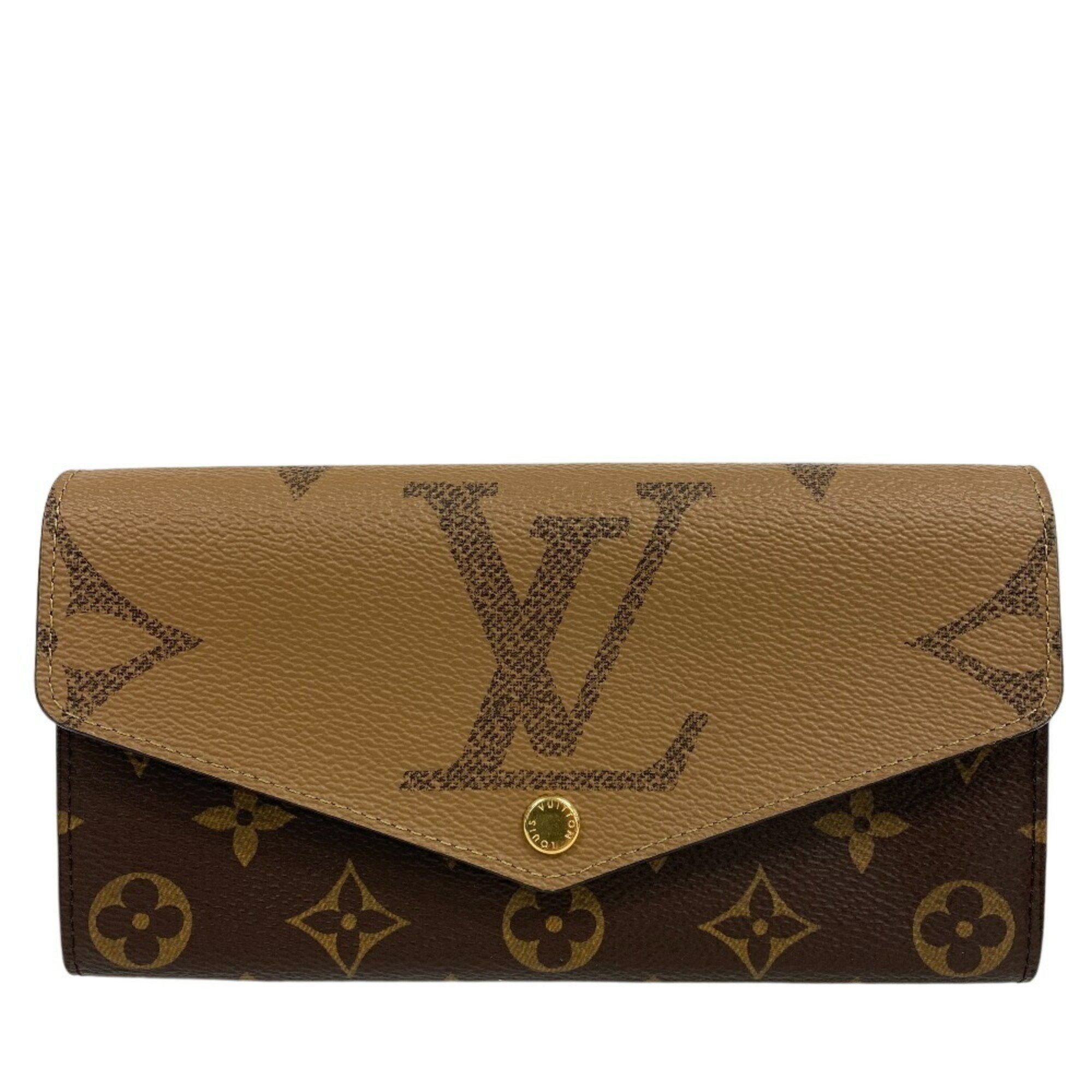Louis Vuitton Wallet M80726 Portefeuille Sarah Monogram Giant Reverse Long Brown Women's