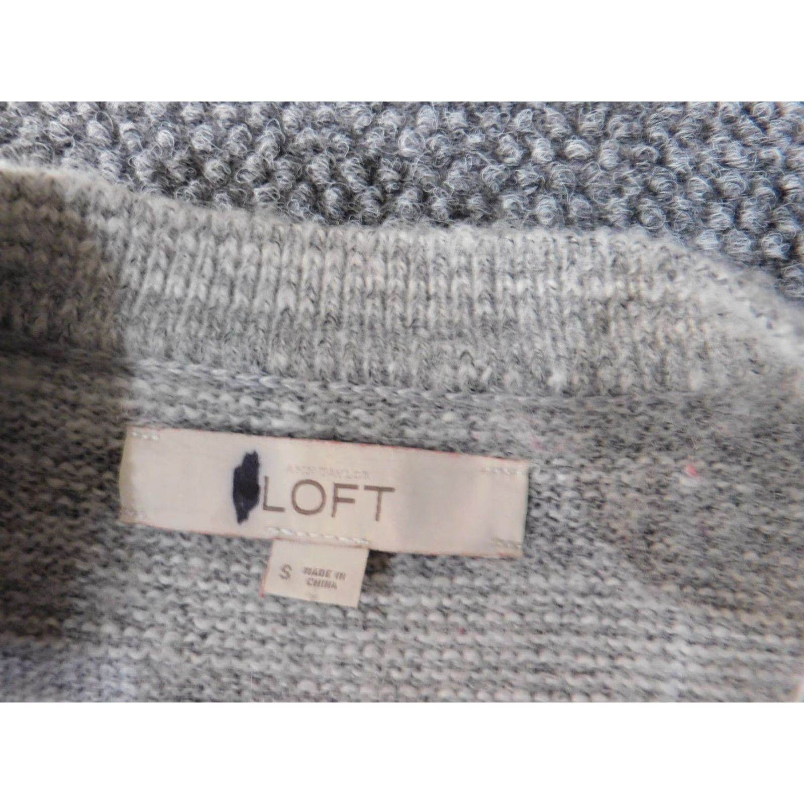 Loft LOFT Cardigan Sweater Small Gray Open-Knit Acrylic Polyester Womens Crew Neck Long Sleeve Stretch Casual Modern Designer Size S / US 4 / IT 40 - 5 Thumbnail