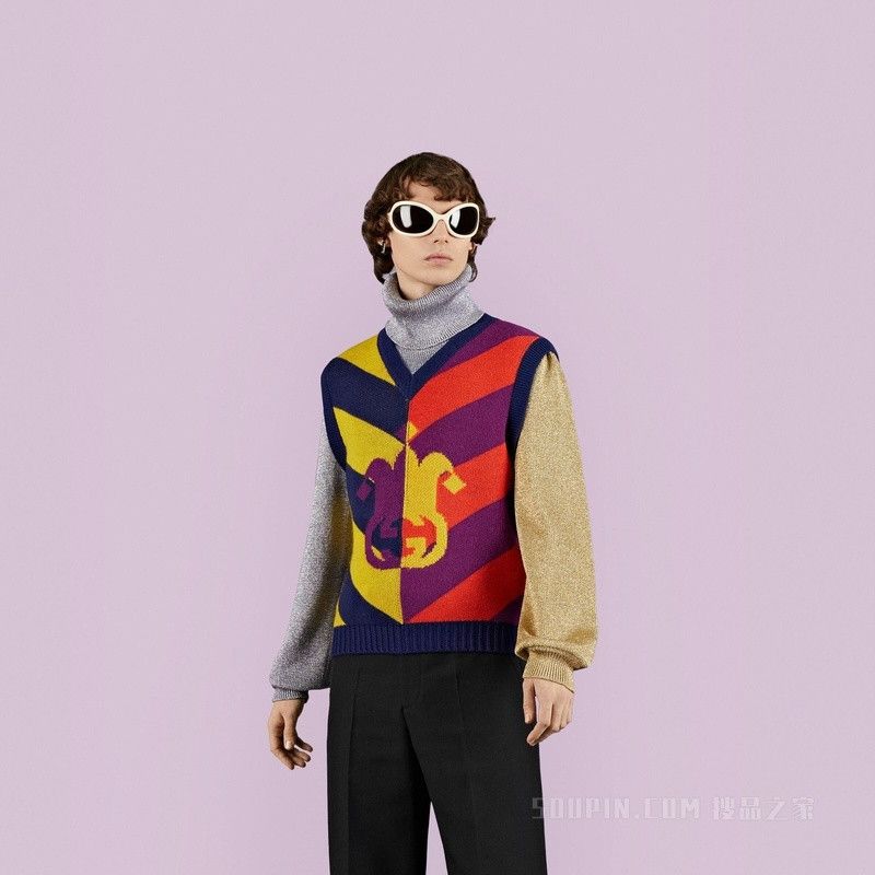 Gucci Striped Jacquard Wool Knit Sweater Size US L / EU 52-54 / 3 - 11 Thumbnail