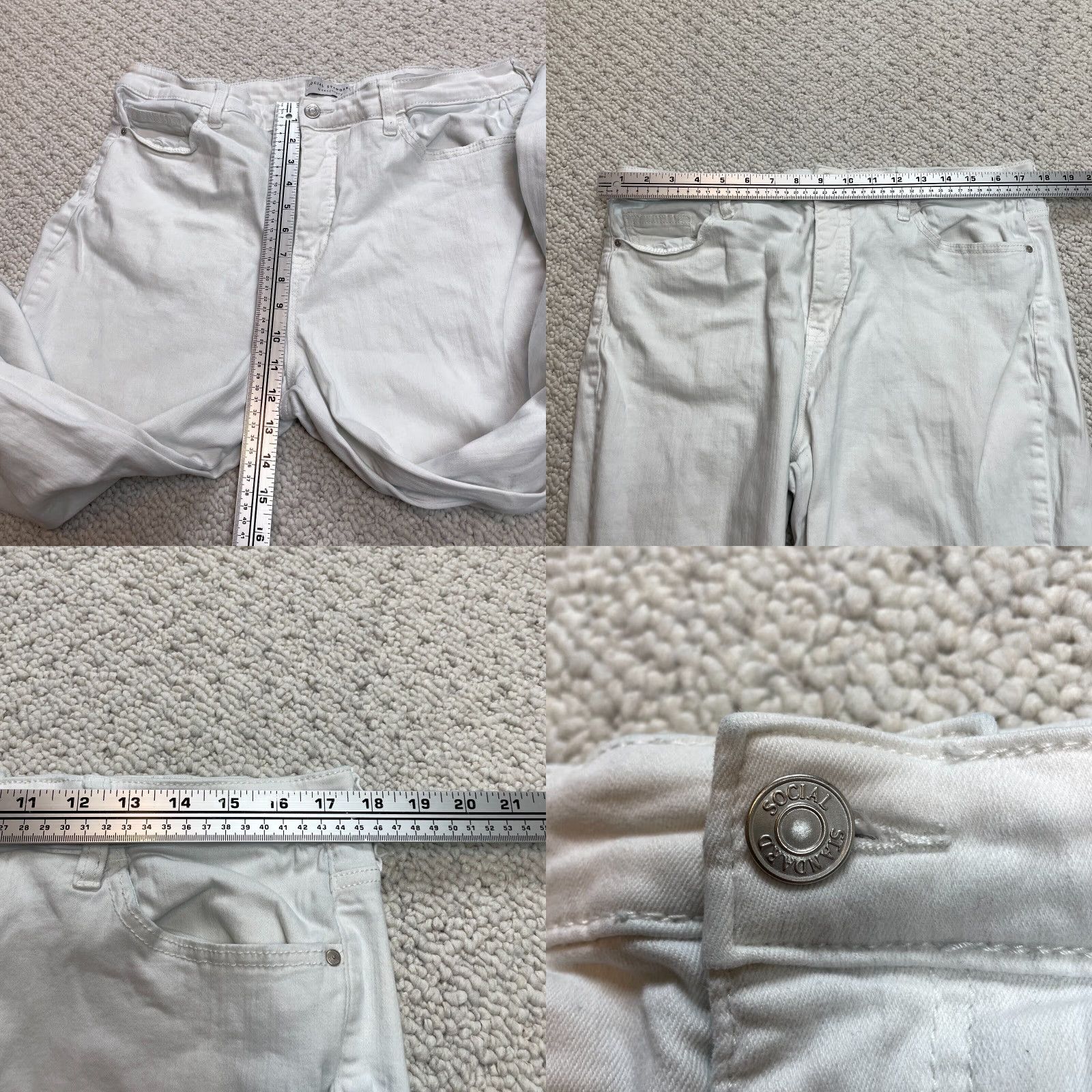 Sanctuary Sanctuary Social Standard Jeans Womens 16 White Denim High Rise Crop Straight Size 38" / US 16 / IT 52 - 8 Thumbnail