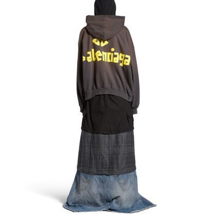 Balenciaga o1tr1nto0326 Tape Type Ripped Pocket Hoodie Large Fit Grey Size US L / EU 52-54 / 3 - 3 Thumbnail