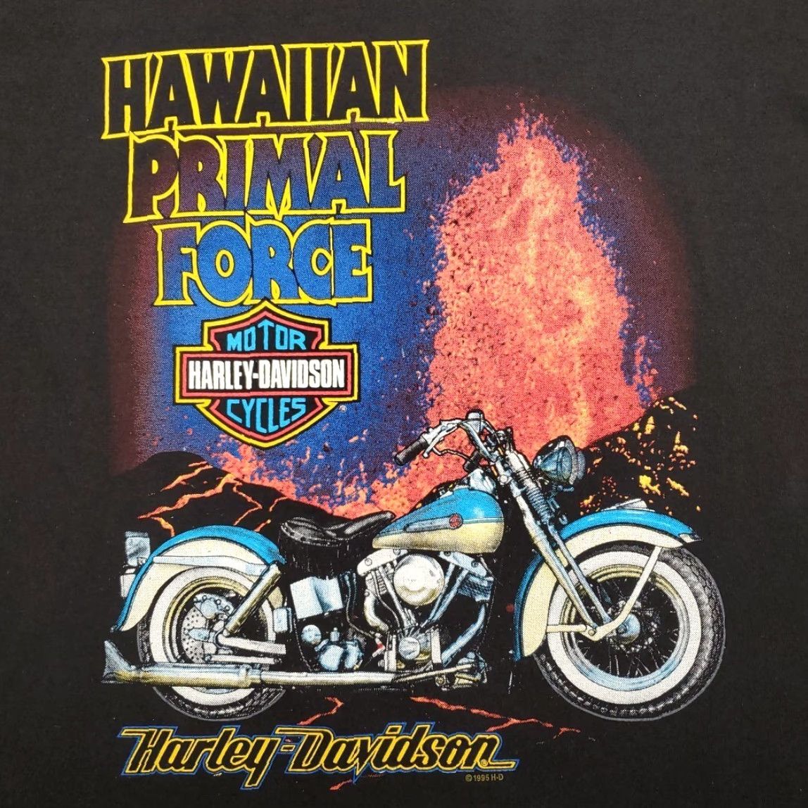 Harley Davidson VINTAGE Harley-Davidson Shirt Mens L Kona Hawaii Primal Force Single Stitch Made in USA Short Sleeve Crew Neck Cotton Solid Black 90s Mens Size US L / EU 52-54 / 3 - 2 Thumbnail