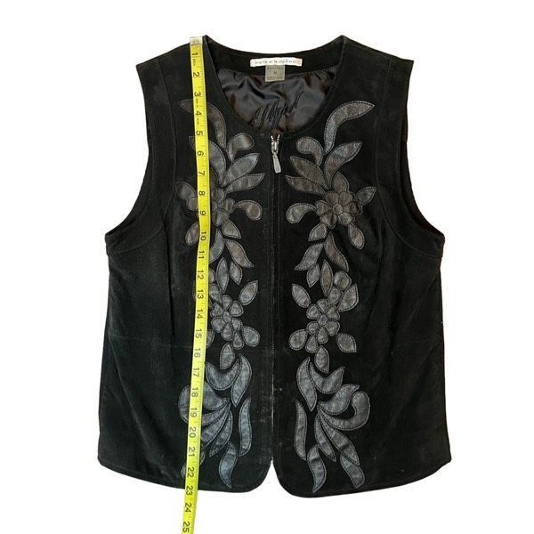 Vintage Vintage Peter Nygard black floral leather suede sweater vest Size M / US 6-8 / IT 42-44 - 5 Thumbnail