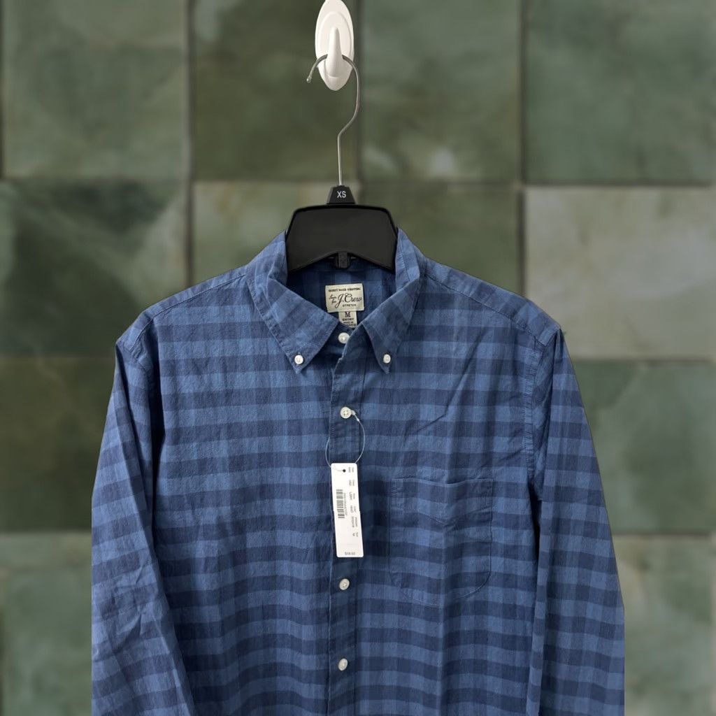 J.Crew VINTAGE J. Crew Shirt Mens Medium Blue Oxford Plaid Button Down Long Sleeve NWT 0 MSRP Size US M / EU 48-50 / 2 - 1 Thumbnail