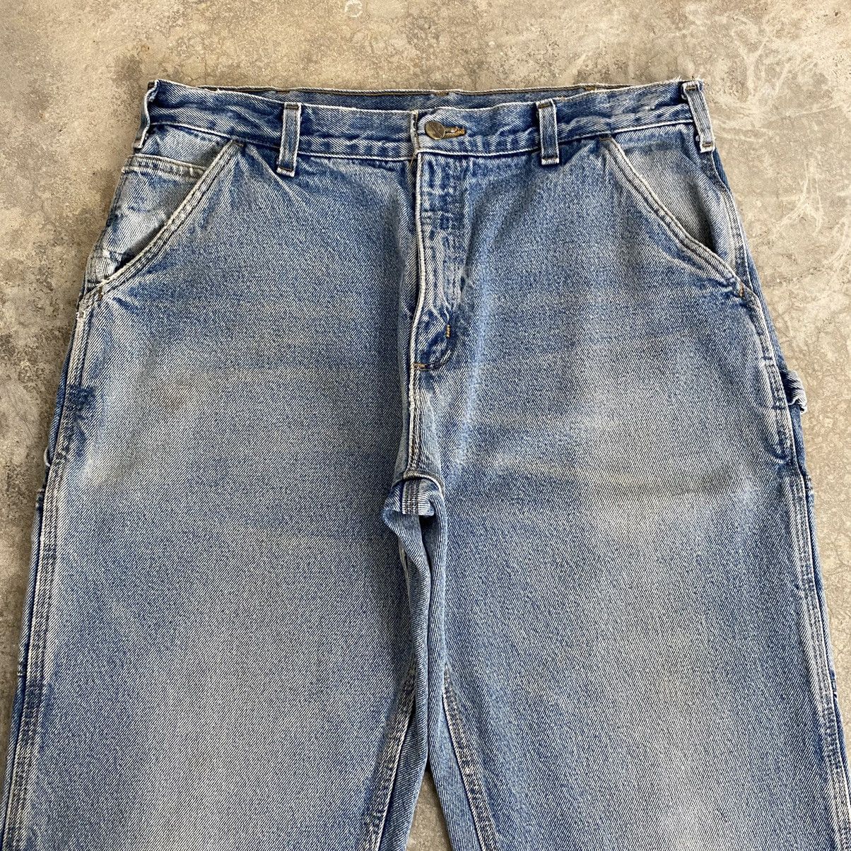 Carhartt VTG Carhartt Blanket Lined Faded Blue Carpenter Denim Jeans Size US 35 - 5 Thumbnail