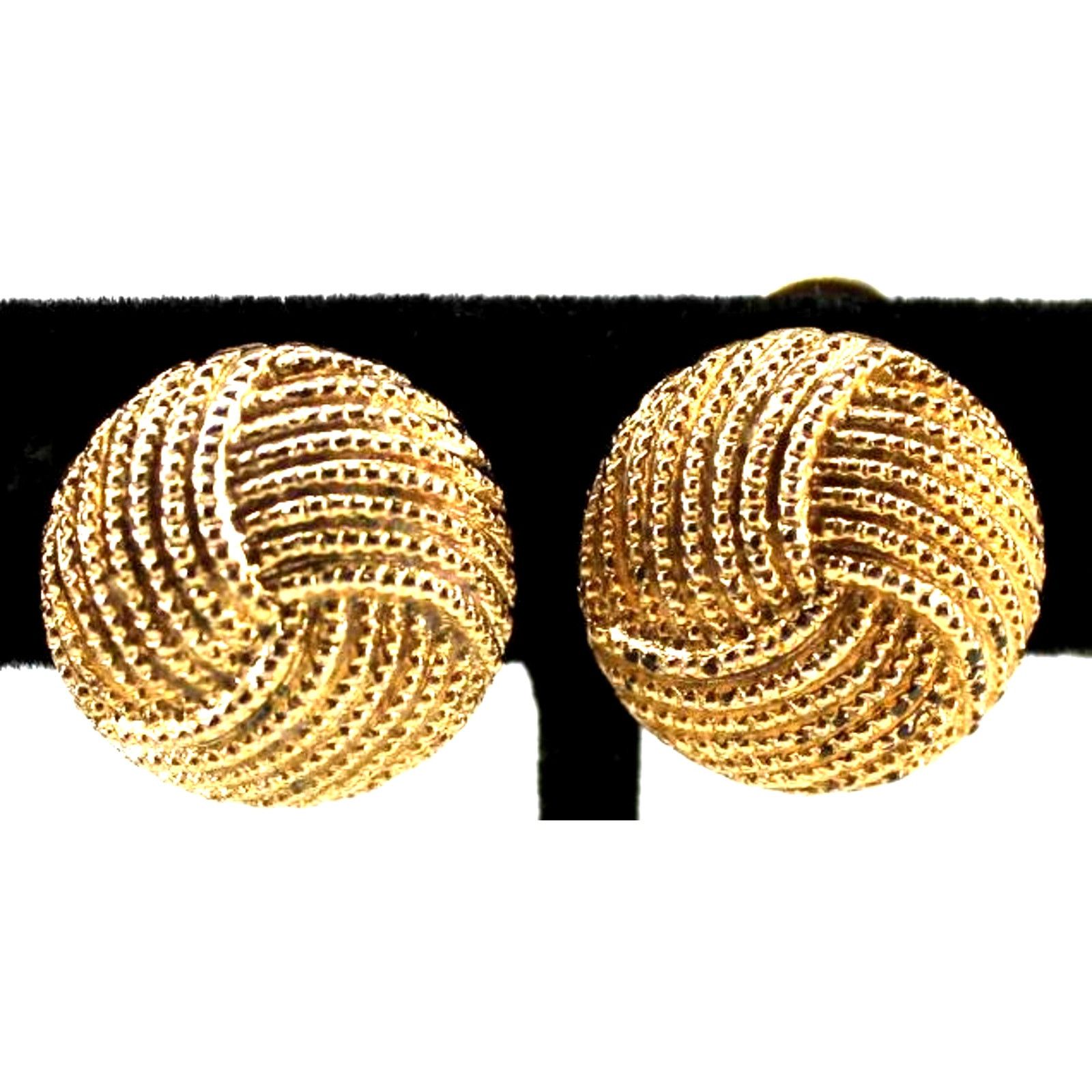 Monet Vintage Monet Earrings • Textured Brushed • Button • Clip On Size ONE SIZE - 1 Thumbnail