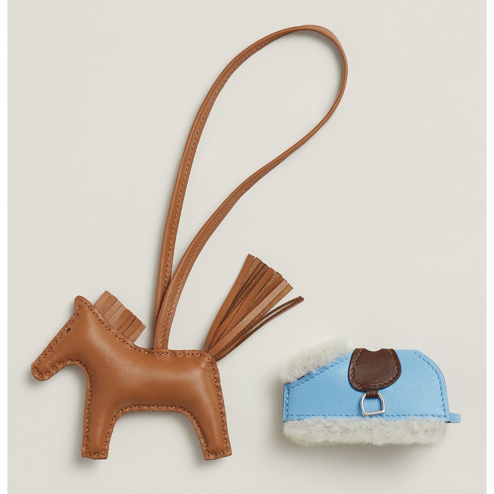Hermes Hermes Horse Rodeo Robeo Plush Blue Celeste Milo Leather Size ONE SIZE - 3 Thumbnail