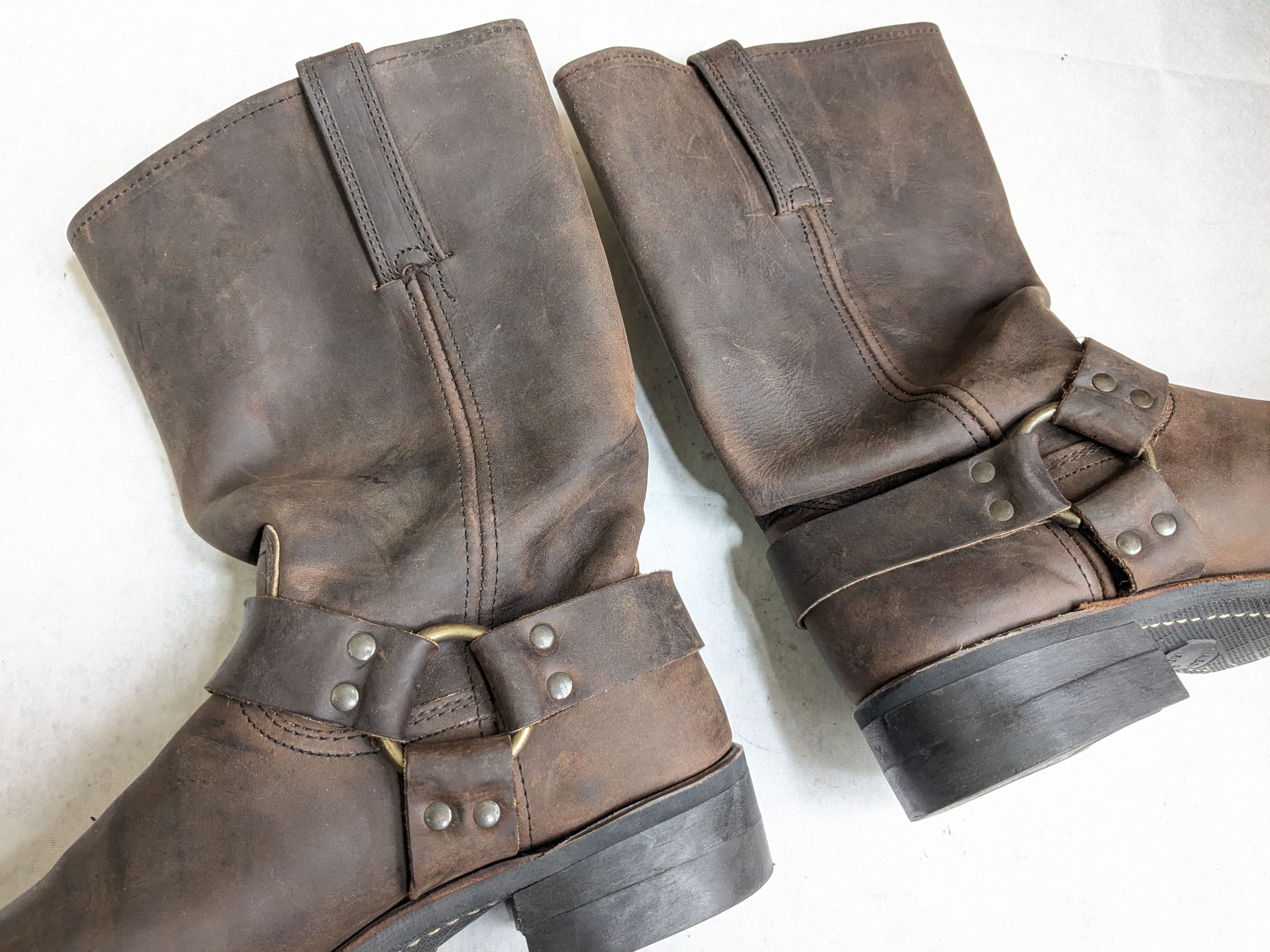 Frye Frye Harness Boots Brown Leather 12 M Buckle Size US 12 / EU 45 - 10 Thumbnail