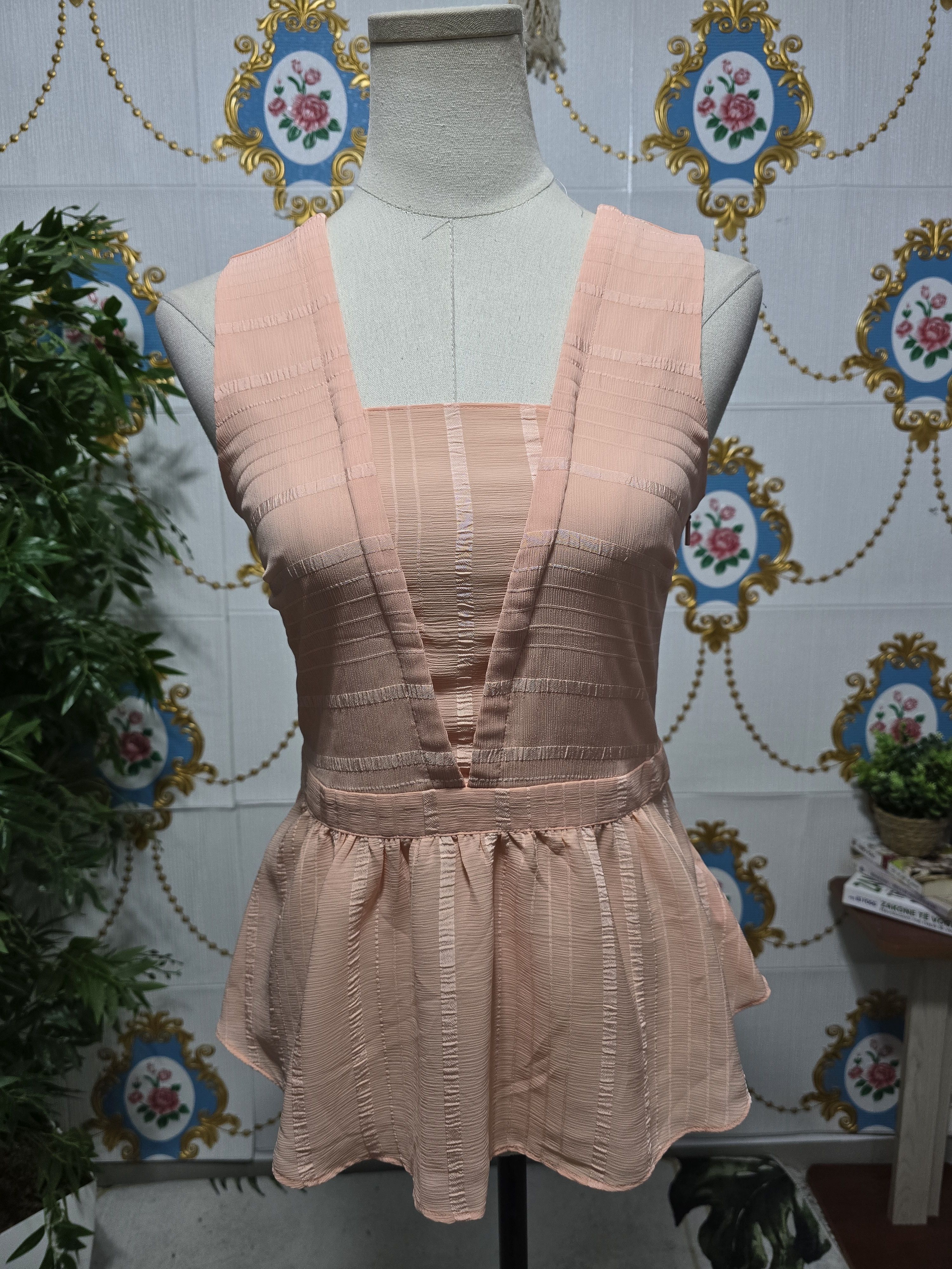 Armani Exchange Armani Exchange, Peach Peplum Sleeveless Top Size S / US 4 / IT 40 - 1 Thumbnail
