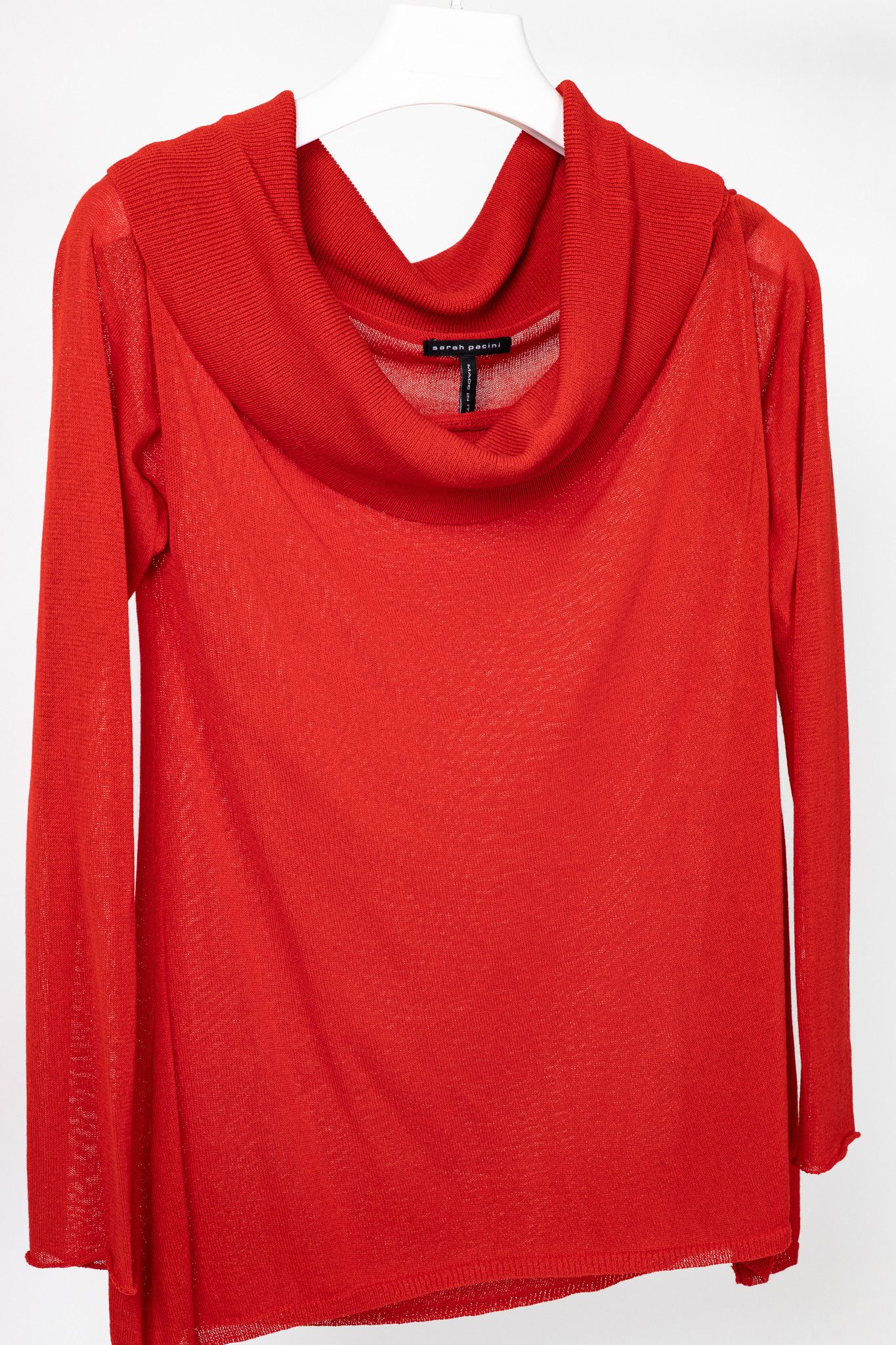 Sarah Pacini Sarah Pacini Red Linen-Blend Knit Cowl Sweater Size ONE SIZE - 3 Thumbnail