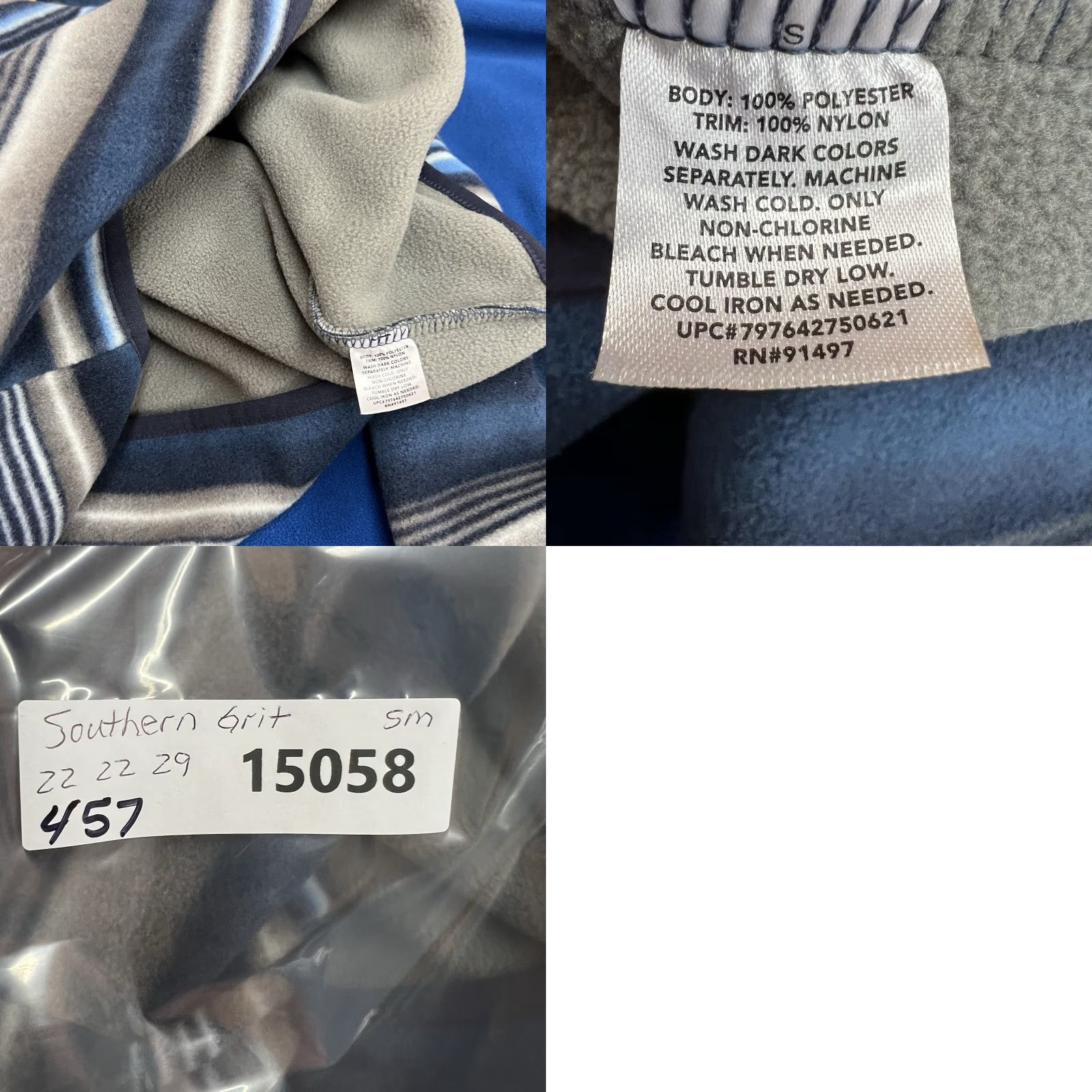 Vintage Southern Grit Sweatshirt Mens Striped Tundra Fleece Badlands Blue NWT Size S Size US S / EU 44-46 / 1 - 8 Thumbnail