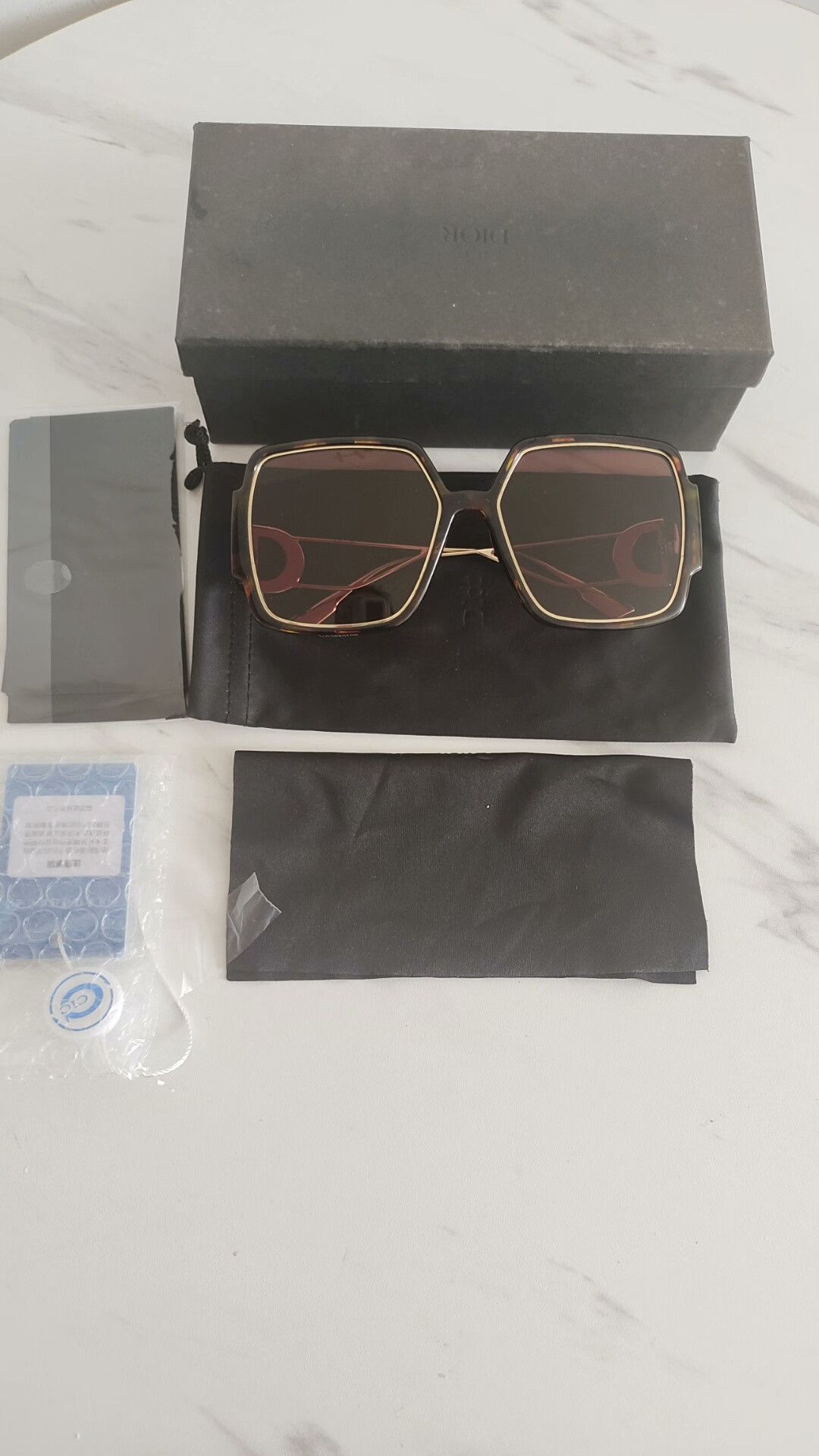 Dior Dior Gold Frame Sunglasses with Brown Lenses Size ONE SIZE - 1 Thumbnail