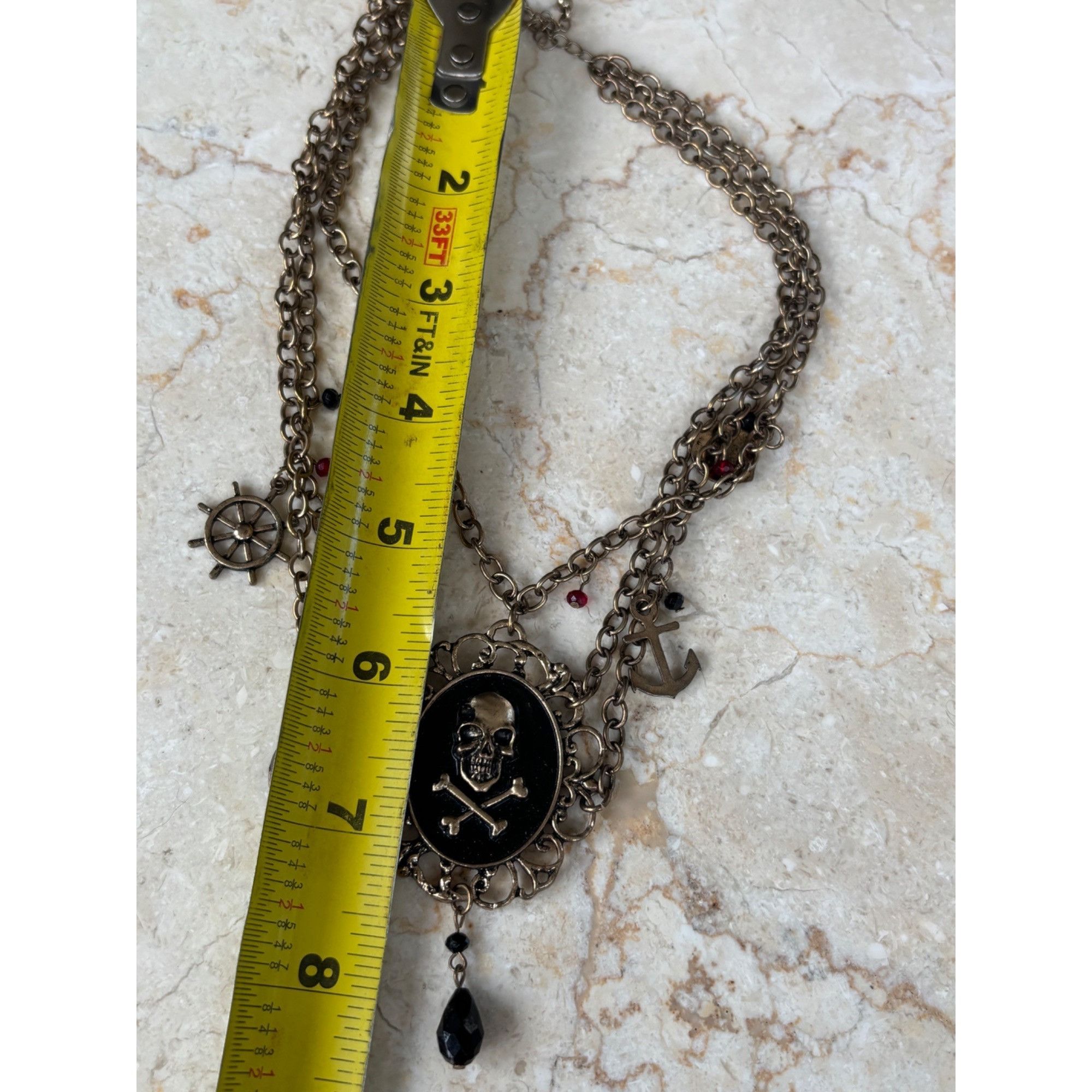 Other Pirate-Inspired Multi-Layer Chain Necklace With Skull & Cros Size ONE SIZE - 3 Thumbnail