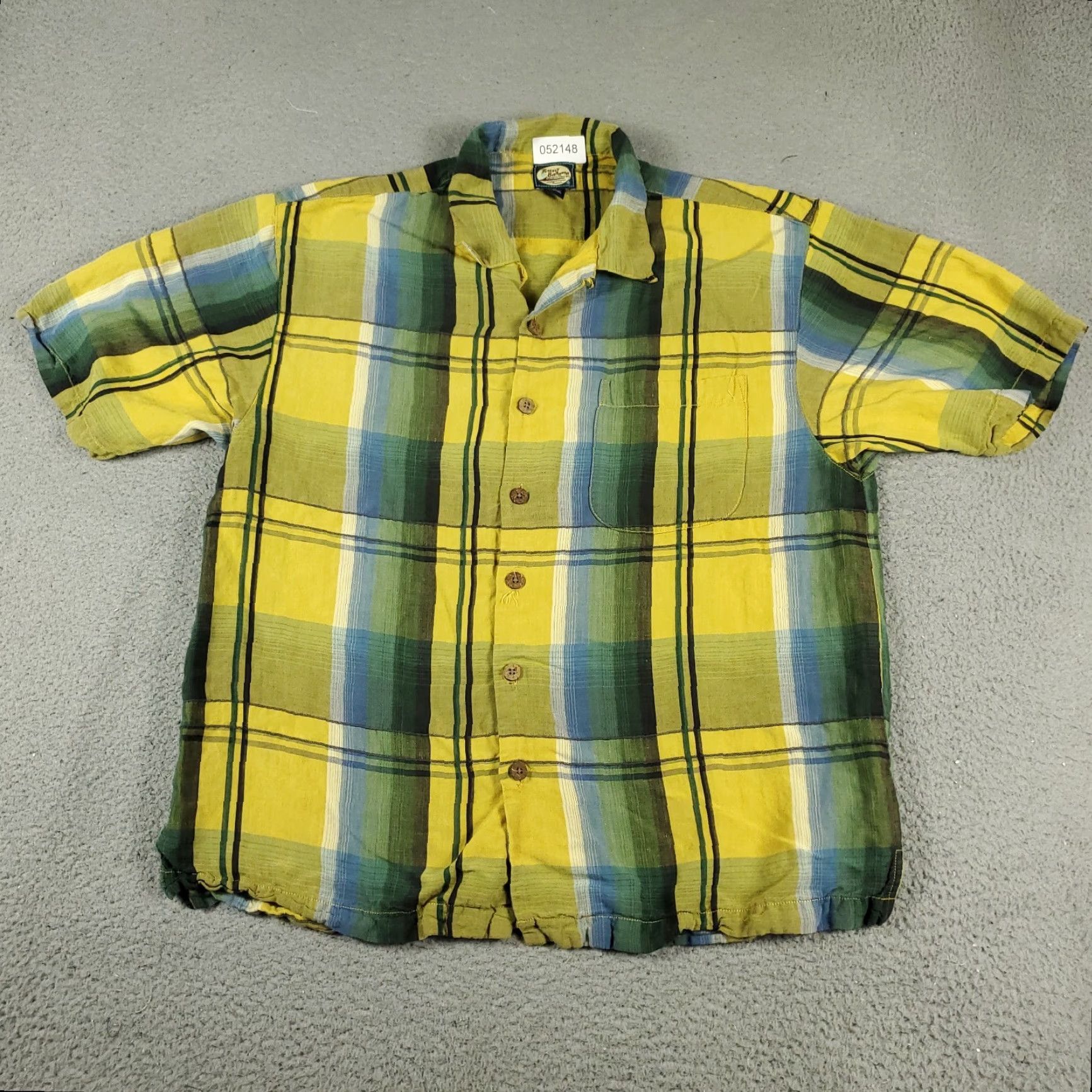 Tommy Bahama Tommy Bahama Shirt Mens Medium Yellow Plaid Button-Up Short Sleeve Linen Blend Size US M / EU 48-50 / 2 - 2 Thumbnail