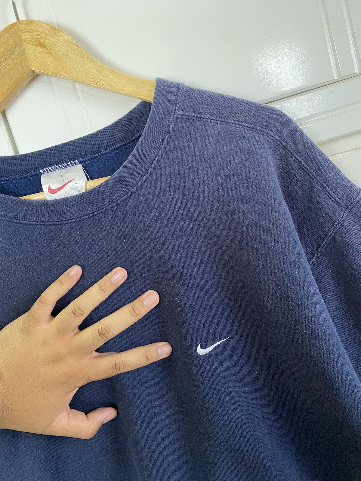Nike × Vintage 90s Nike Swoosh Crewneck Size US XL / EU 56 / 4 - 4 Thumbnail