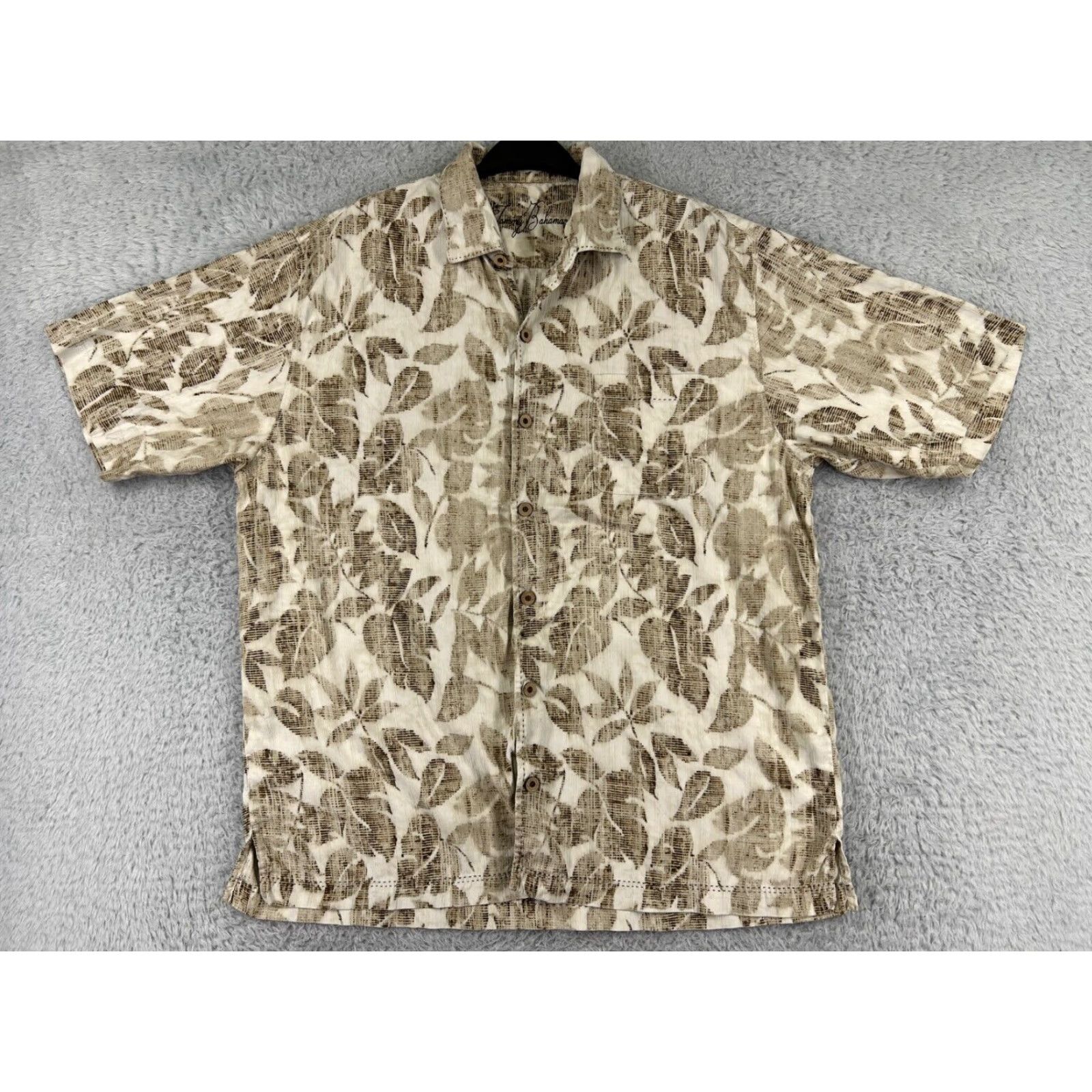 Tommy Bahama Tommy Bahama Shirt Mens Large Beige Leaf Pattern Hawaiian Camp Aloha Beach Resort Size US L / EU 52-54 / 3 - 2 Thumbnail