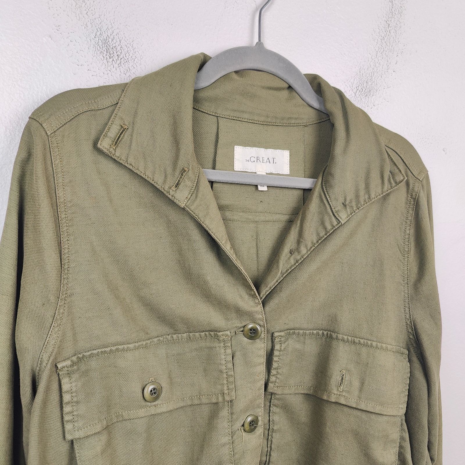 THE GREAT The Great The Swingy Army Jacket Womens Medium 2 Army Green Size M / US 6-8 / IT 42-44 - 2 Thumbnail