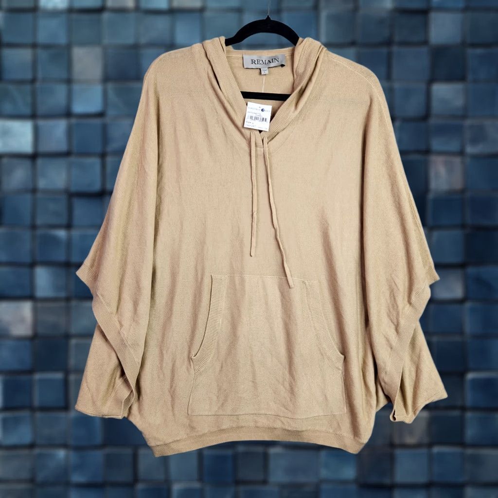 Vintage Remain Sweater Hoodie Women L Beige Knit Crew Neck Pockets Button Pullover All Seasons 80s Modern Size L / US 10 / IT 46 - 1 Thumbnail