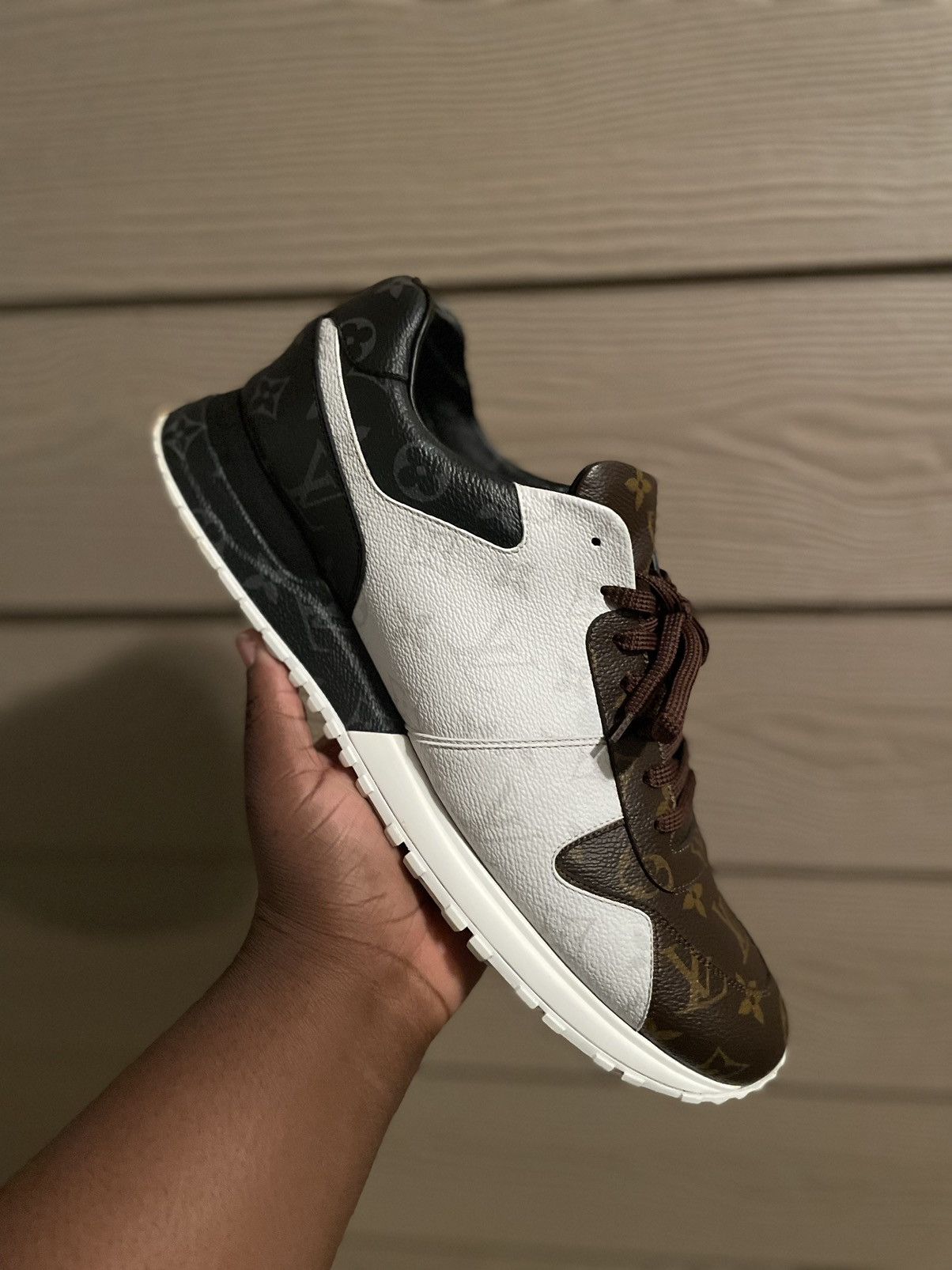 image of Louis Vuitton Run Away Triple Monogram Shoes in Brown, Men's (Size 12.5)