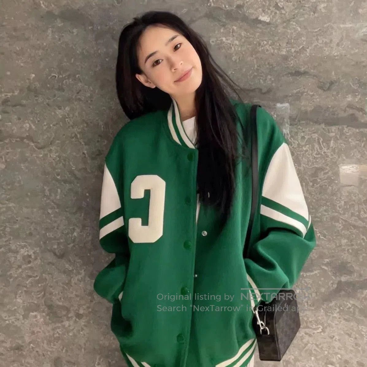 Celine Celine Green Varsity Jacket with Leather Sleeves. Size US L / EU 52-54 / 3 - 6 Thumbnail