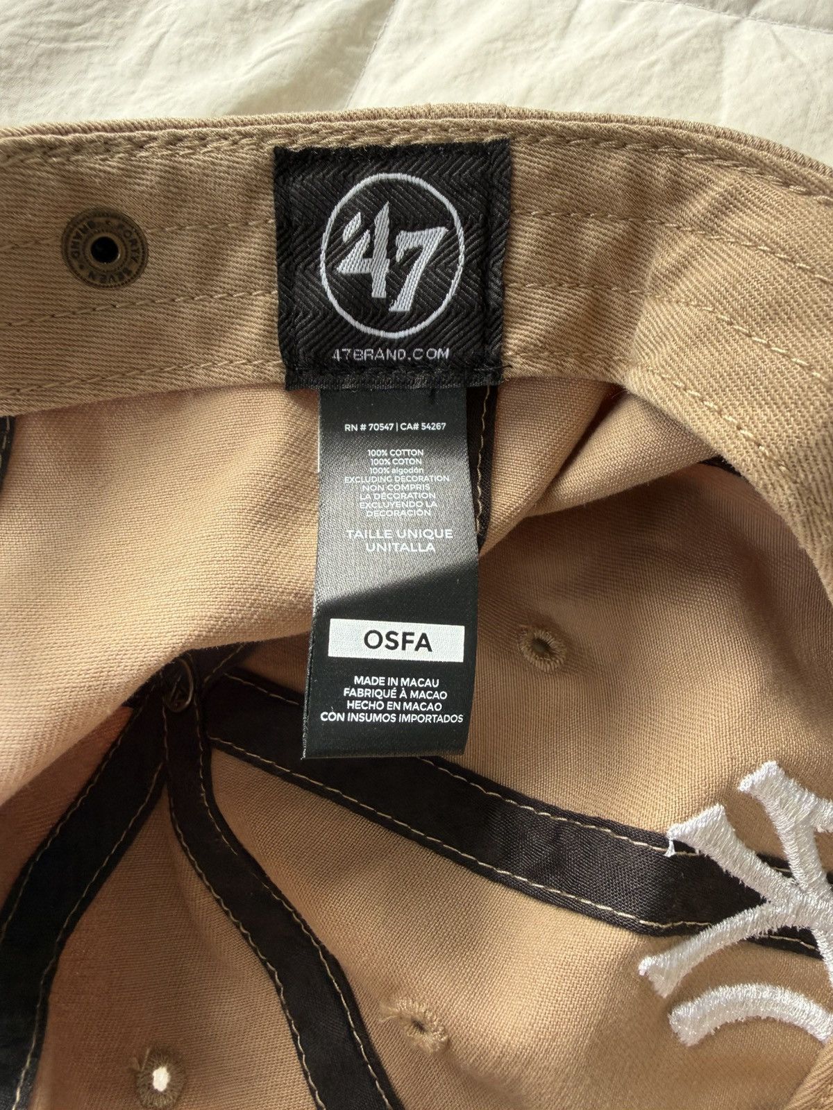47 Brand Beige NY Yankees Clean Up Cap Size ONE SIZE - 3 Thumbnail