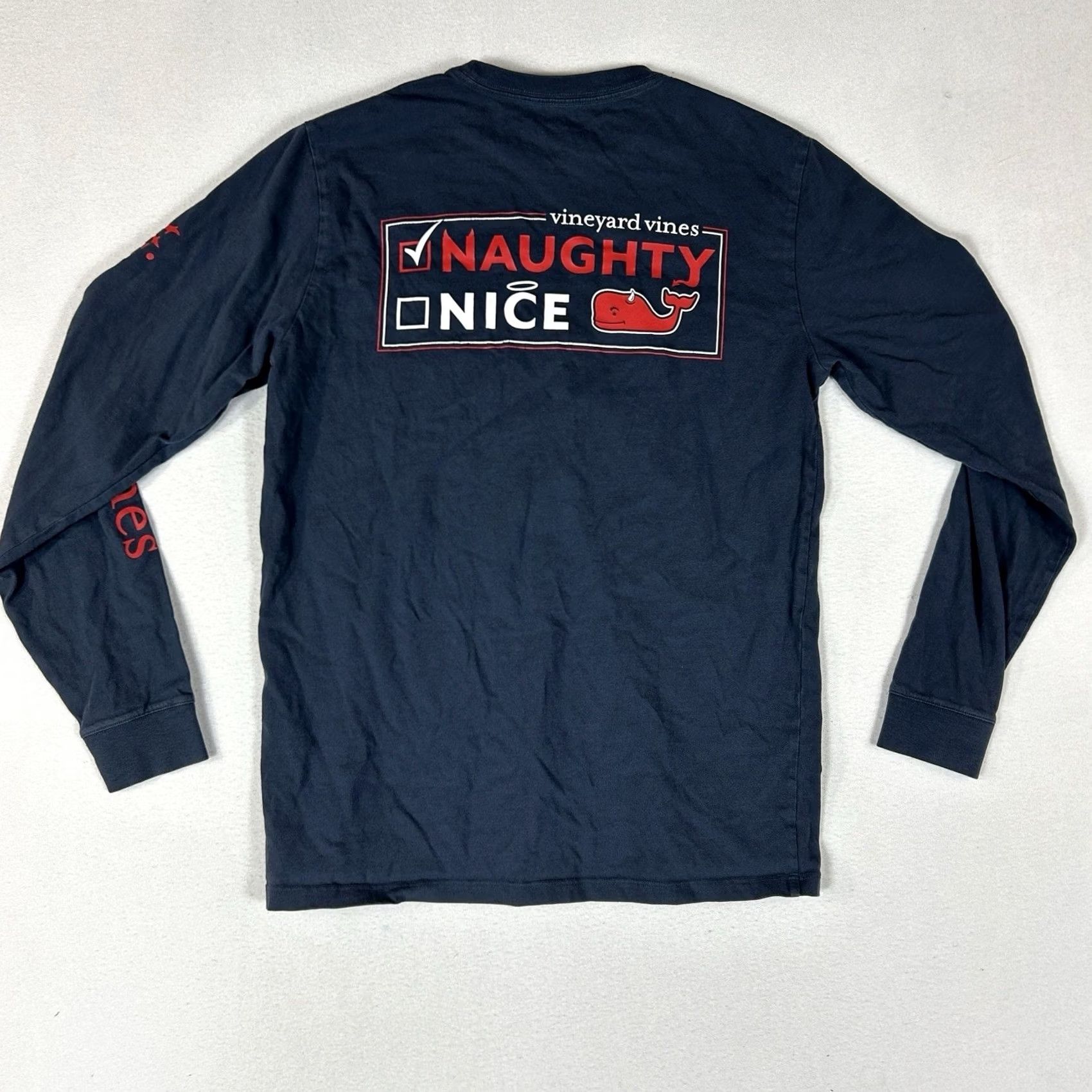 Vineyard Vines Vineyard Vines Long Sleeve Shirt Men's S Blue Christmas Naughty or Nice Whale Pockets T-Shirt Size US S / EU 44-46 / 1 - 6 Thumbnail