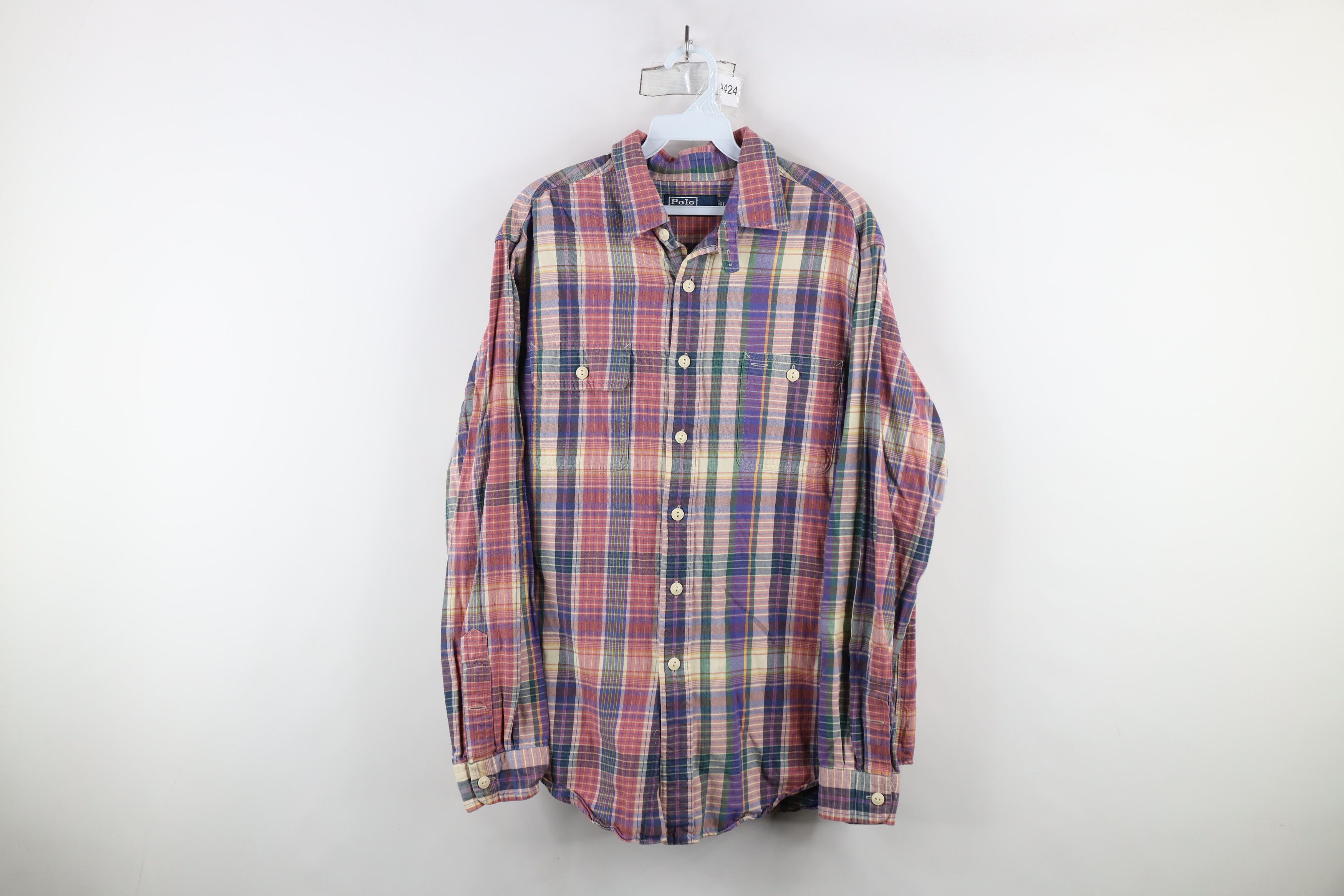 Polo Ralph Lauren Vintage 90s Ralph Lauren Madras Plaid Flannel Button Shirt Size US L / EU 52-54 / 3 - 1 Thumbnail