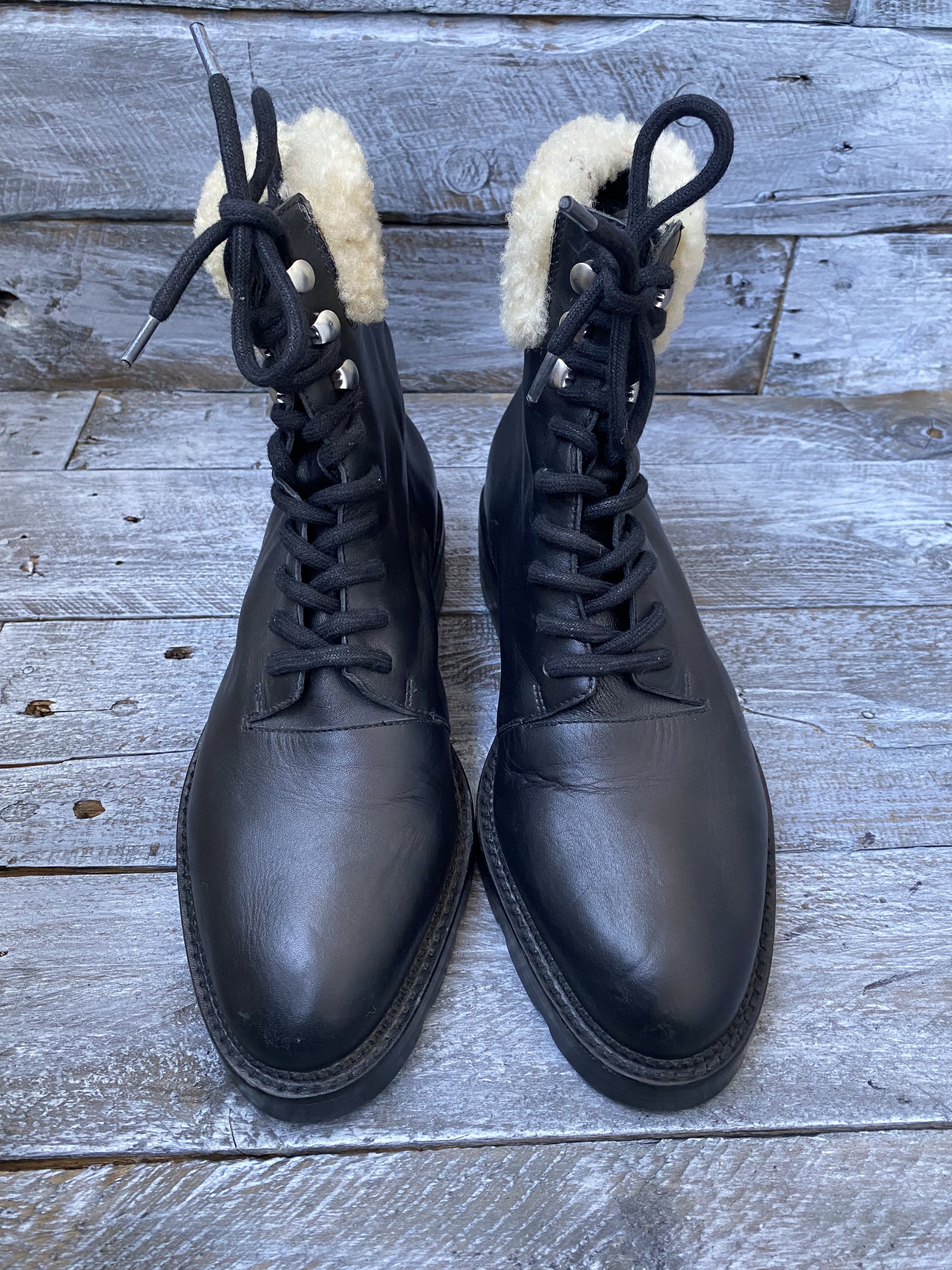 Alexander Wang × Designer Alexander Wang combat black leather shearling boots sz38 Size US 7.5 / IT 37.5 - 1 Thumbnail