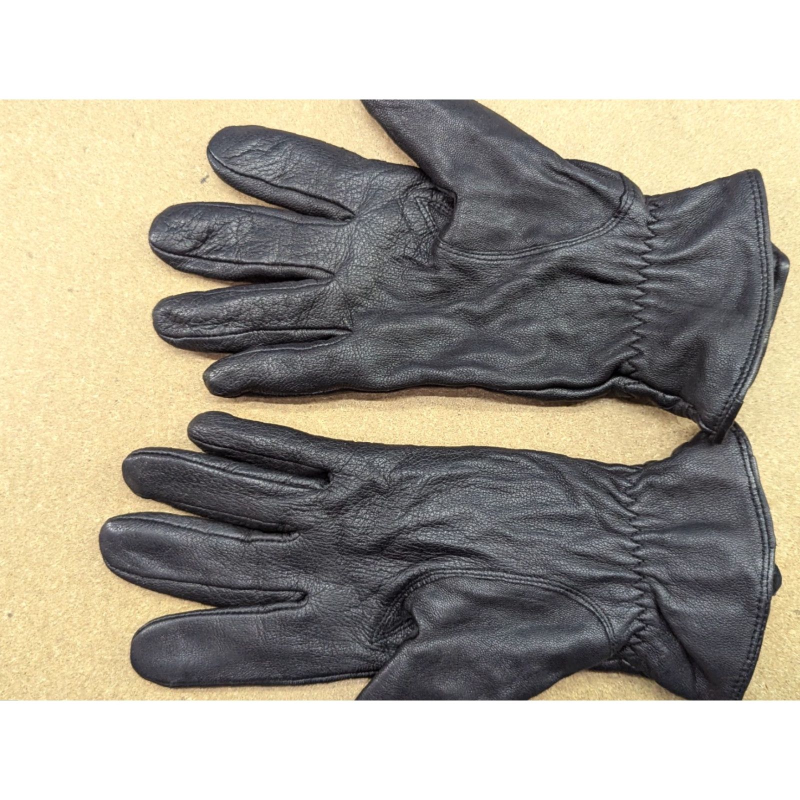 Vintage Genuine Leather Womens Gloves Size 7.5 Black Winter Lined Glove Ladies Fleece Lining - Womens, Glove, Leather, Black, 7.5 Size M / US 6-8 / IT 42-44 - 2 Thumbnail