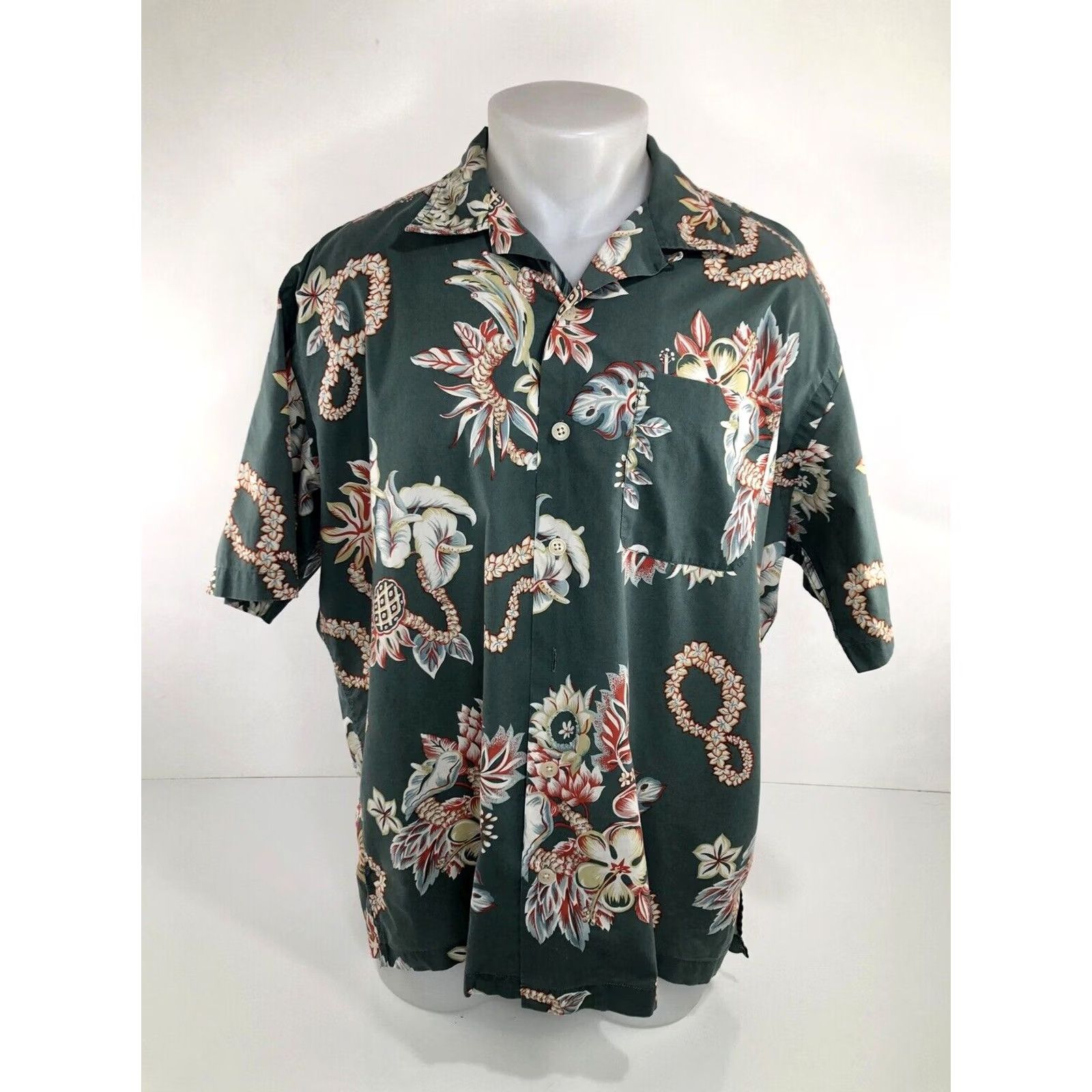 Vintage Polo Sport Ralph Lauren Vintage Hawaiian Aloha Floral L / XL Tall Shirt Short Sleeve Button-Up Men Green LT 90s Concert Theme Boys Girls Mens Womens Size US L / EU 52-54 / 3 - 2 Thumbnail
