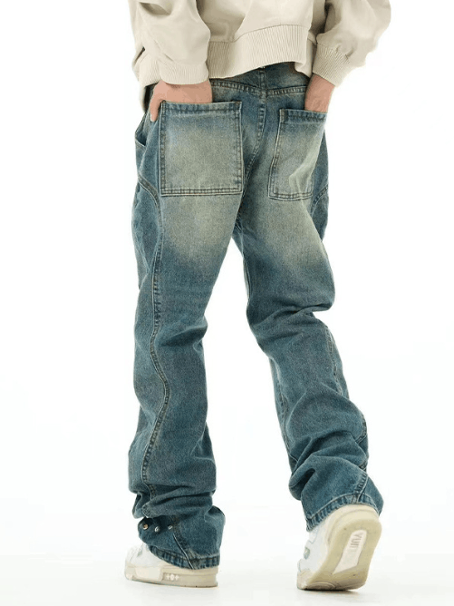 Japanese Brand × Jean Retro street versatile loose washed irregular straight jeans Size US 34 / EU 50 - 4 Thumbnail