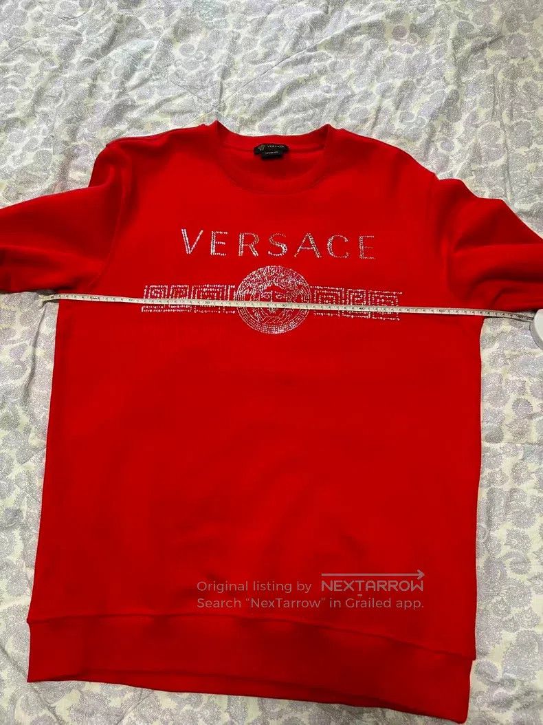 Versace Versace Red diamond-encrusted sweatshirt Size US XL / EU 56 / 4 - 5 Thumbnail