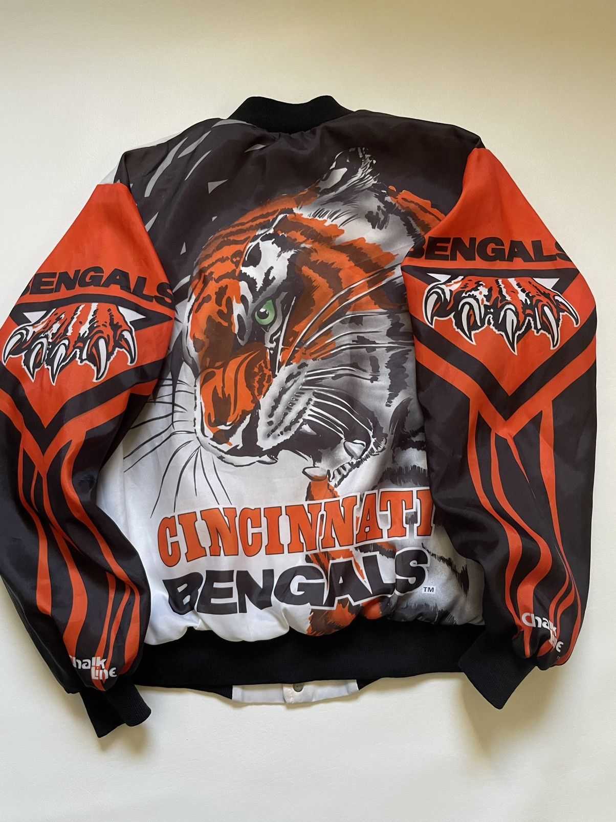 image of Chalk Line x Vintage Cincinnati Bengals Chalkline Jacket in Orange/Black, Men's (Size Large)