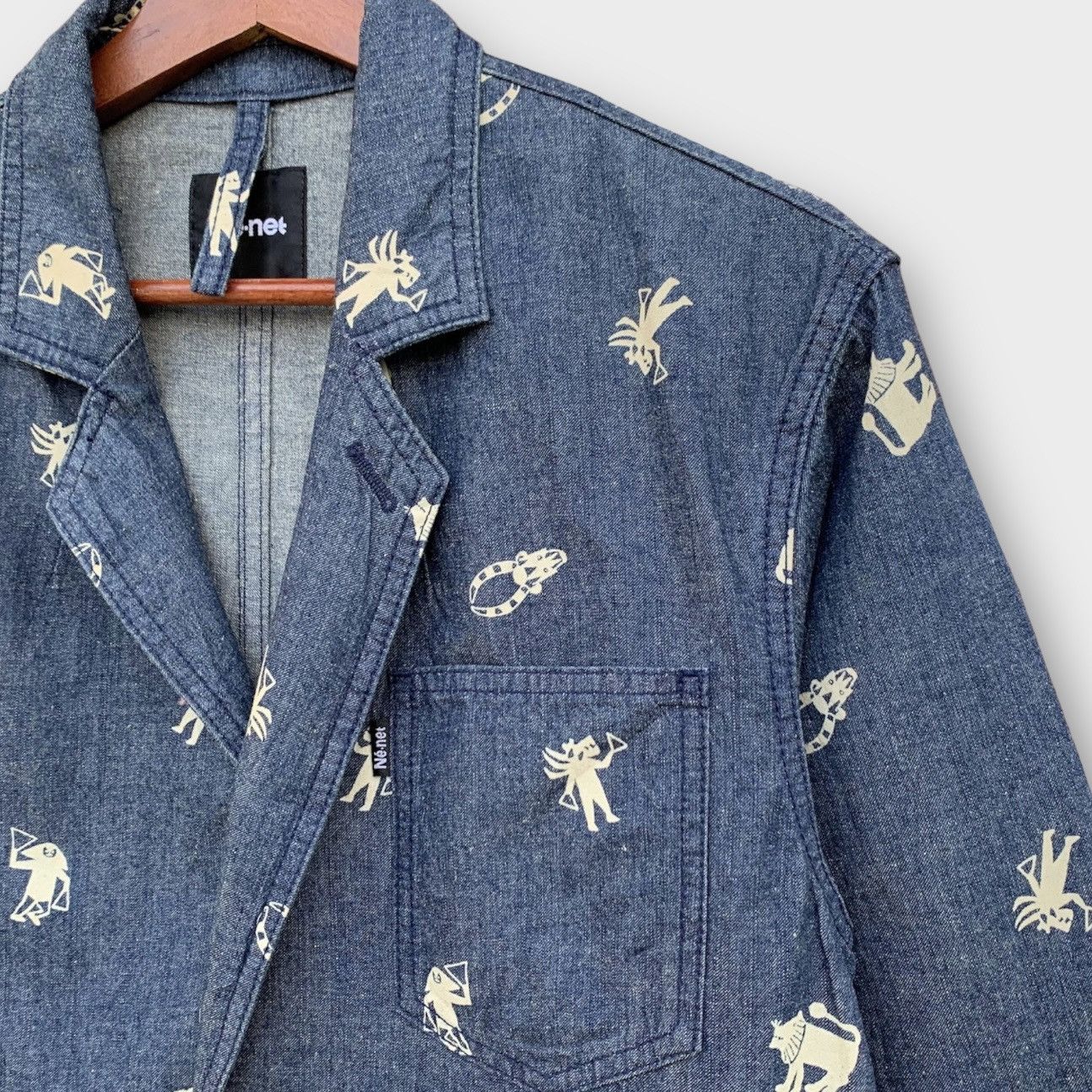 Issey Miyake ISSEY MIYAKE NE NET INDIGO GRAPHICS PRINT DENIM COAT JACKET Size US M / EU 48-50 / 2 - 7 Thumbnail
