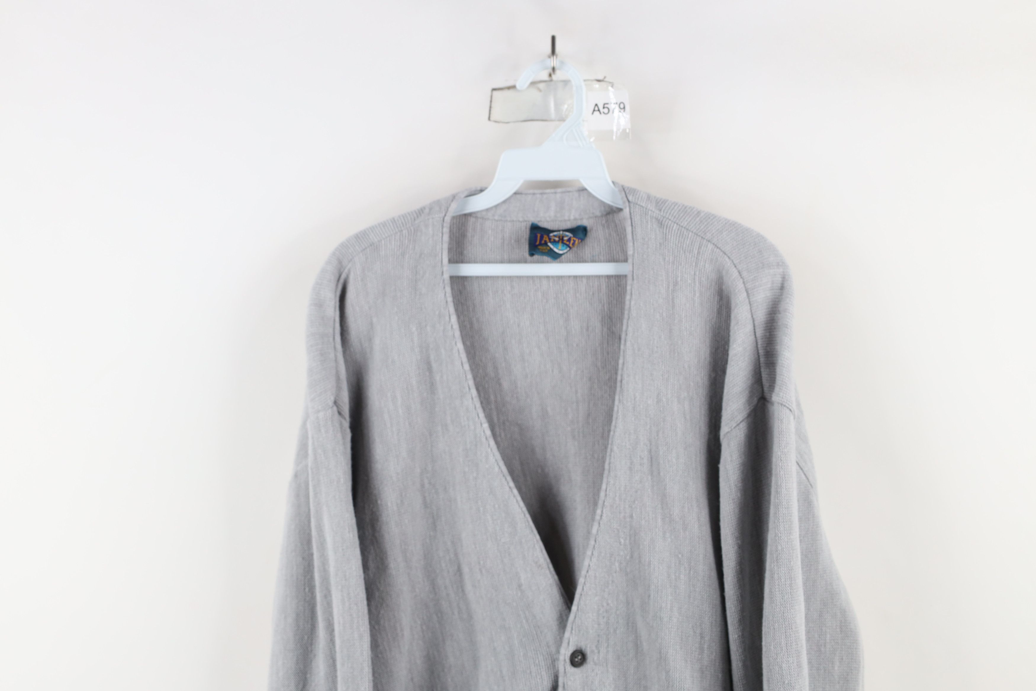 Vintage Vintage 70s Streetwear Blank Knit Cardigan Sweater Gray USA Size US XL / EU 56 / 4 - 2 Thumbnail