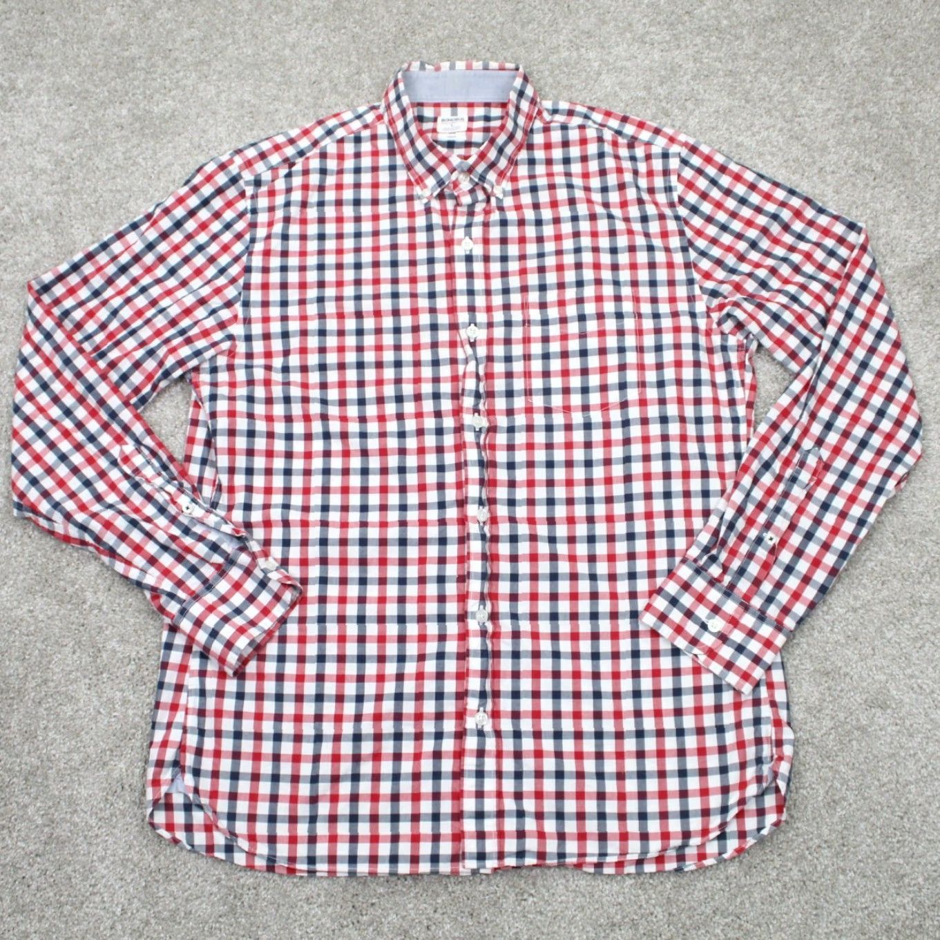 Bonobos Bonobos Shirt Mens Large Red/Blue/White Check Slim Fit Cotton L/S Button Down Size US L / EU 52-54 / 3 - 2 Thumbnail