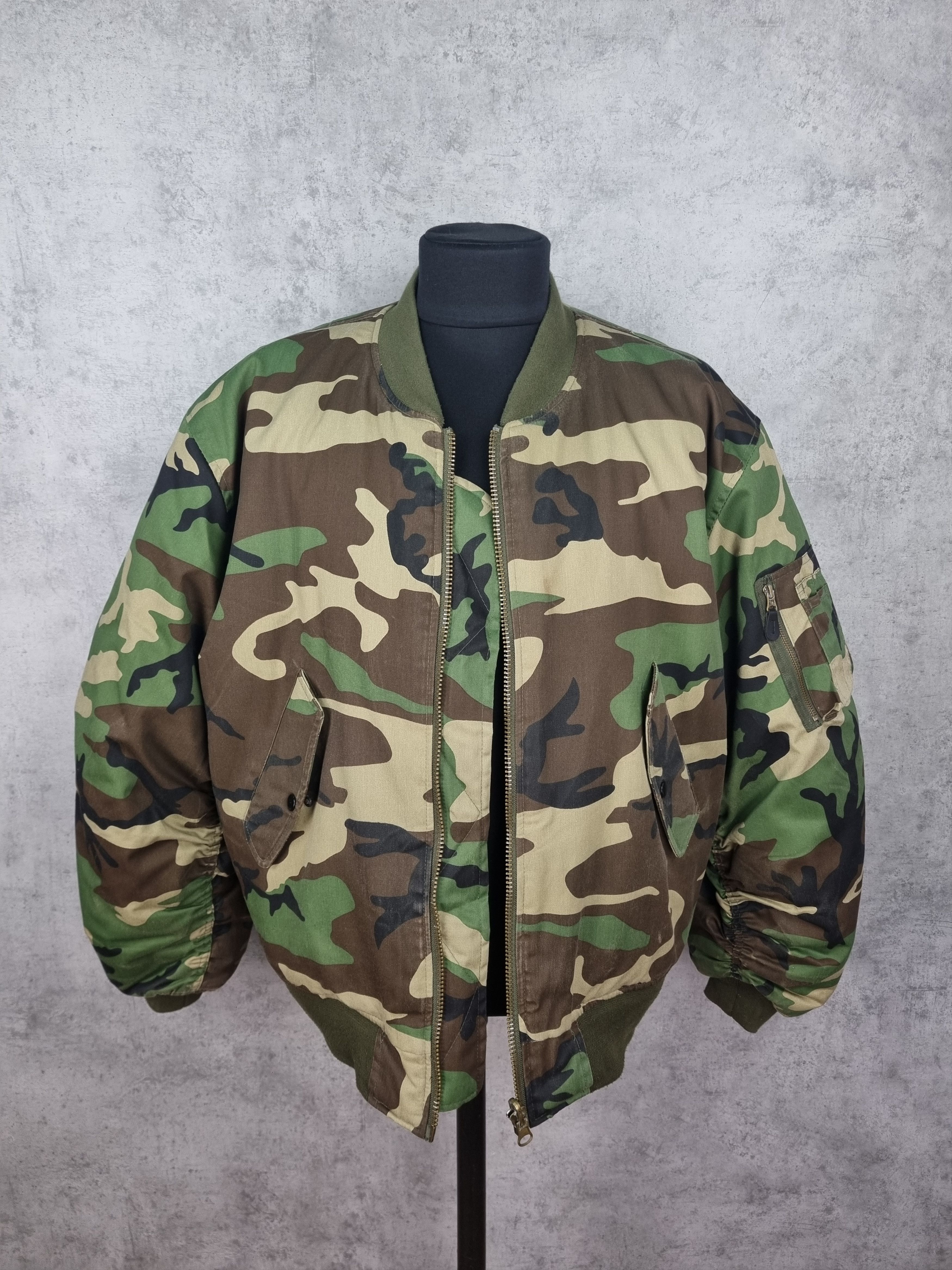 Vintage 2 Side Bomber Jacket Military Camo RAF SIMONS style Size US XL / EU 56 / 4 - 5 Thumbnail