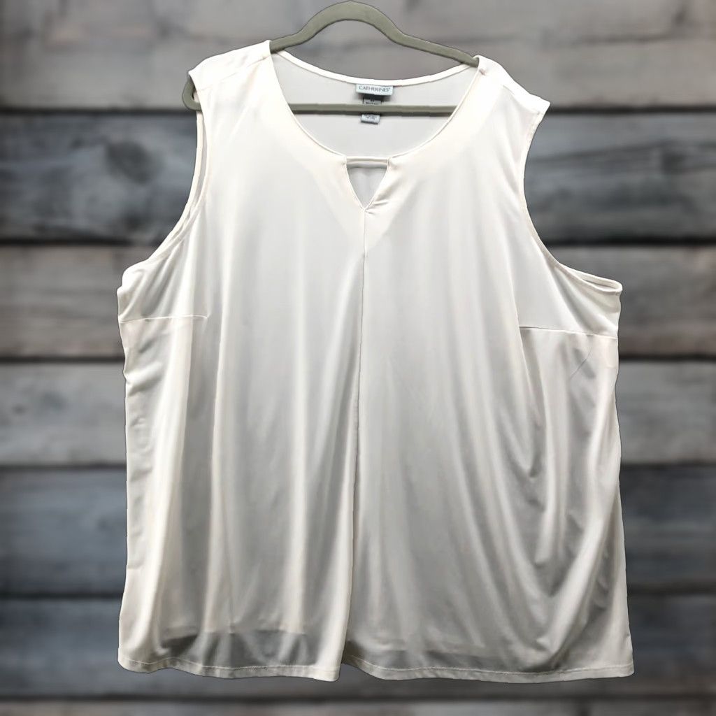 Vintage VINTAGE Catherines White Tank Top Blouse Womens 4X Jersey Knit Sleeveless Top Size XXL / US 16-18 / IT 52-54 - 1 Thumbnail