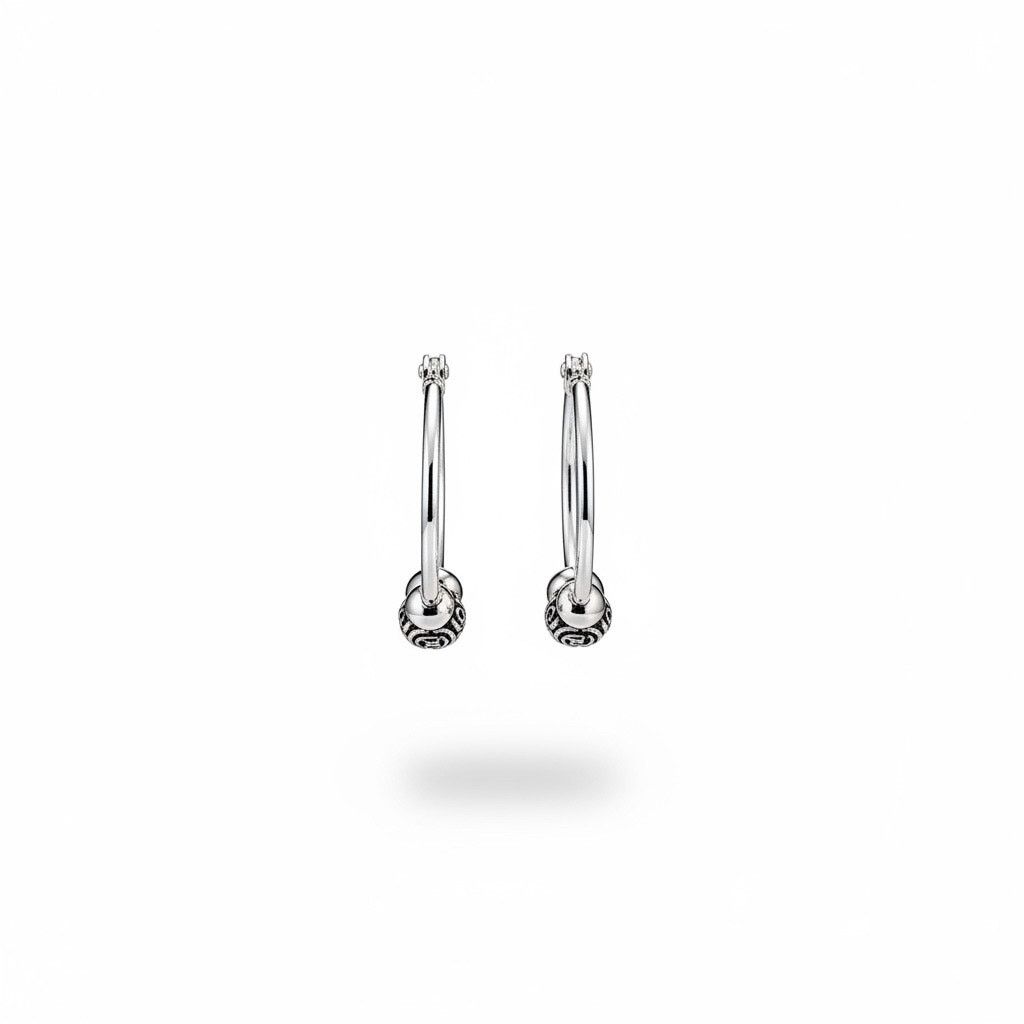 Ralph Lauren Lauren Ralph Lauren Silver Tone Beaded Hoop Earrings Classic Size ONE SIZE - 1 Thumbnail