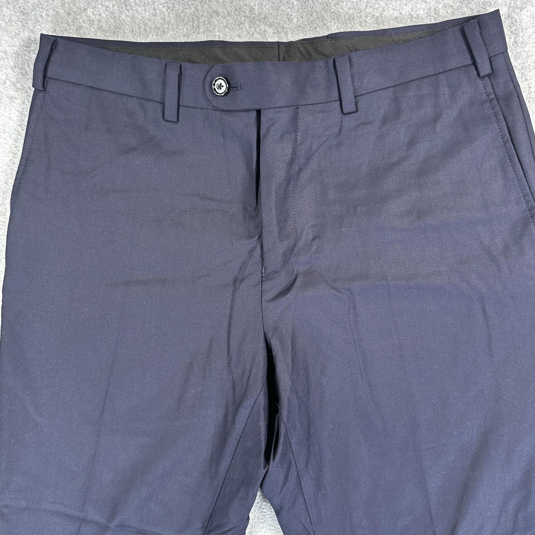 Vintage Indochino Dress Pants Mens 34x32 Blue Wool Cashmere Flat Front Tapered Leg Size US 34 / EU 50 - 2 Thumbnail