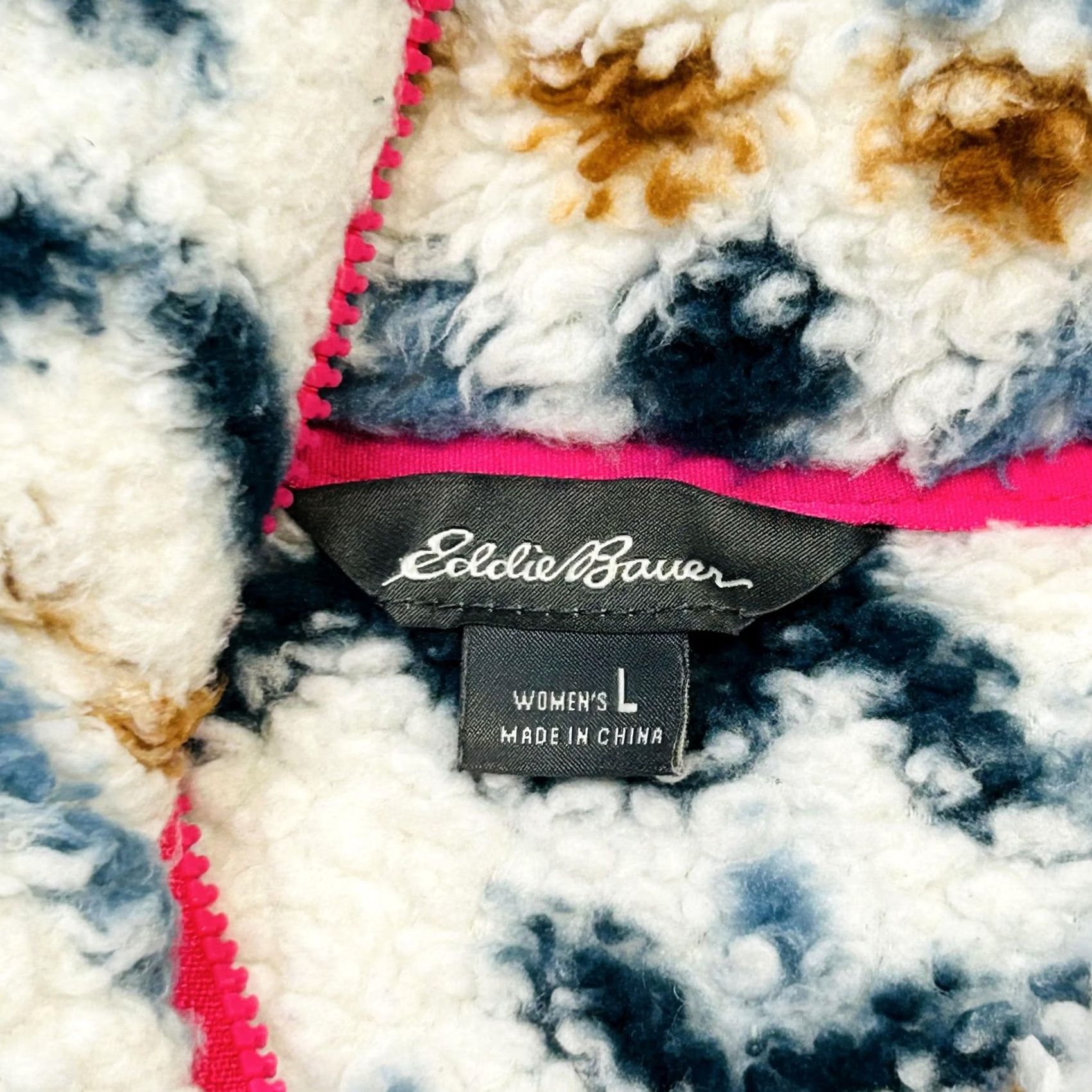 Eddie Bauer VINTAGE Eddie Bauer Pullover Womens Large White Aztec Fleece 1/4 Zip Pattern Cozy Warm Size L / US 10 / IT 46 - 5 Thumbnail