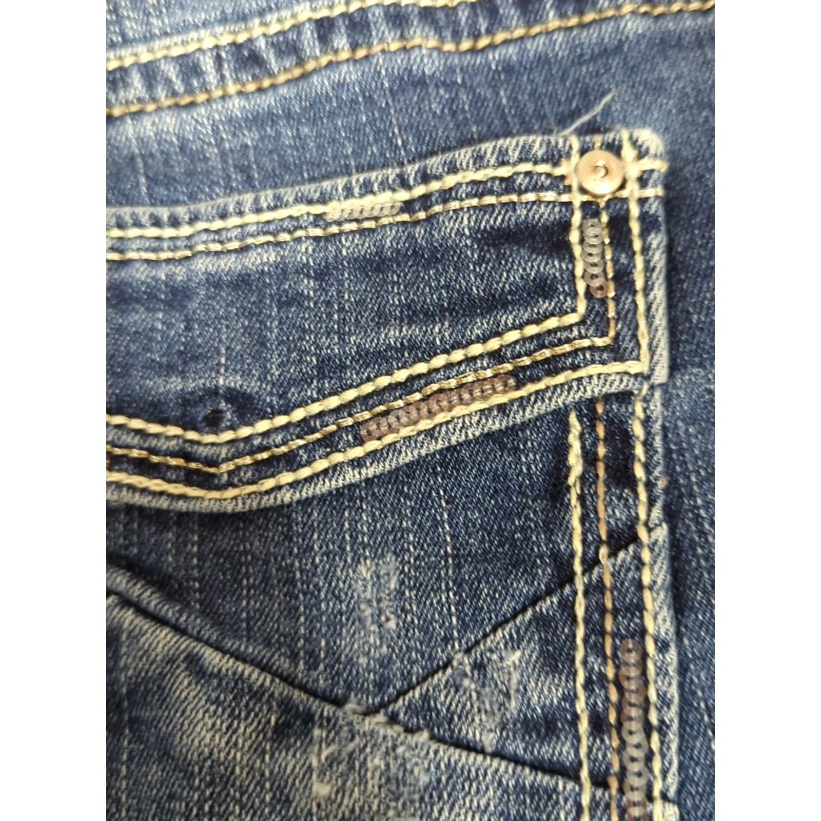Vintage VINTAGE Daytrip Virgo Womens Jeans Shorts Blue Distressed Mid-Rise Denim 30 Regular Stretch Size 30" / US 8 / IT 44 - 7 Thumbnail