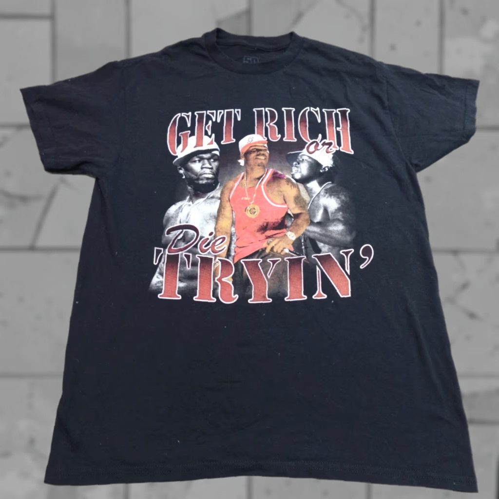 Vintage 50 Cent Shirt Medium Black Get Rich Die Tryin' T-Shirt Crew Neck Graphic Print Men M Cotton Short Sleeve Size US M / EU 48-50 / 2 - 1 Thumbnail
