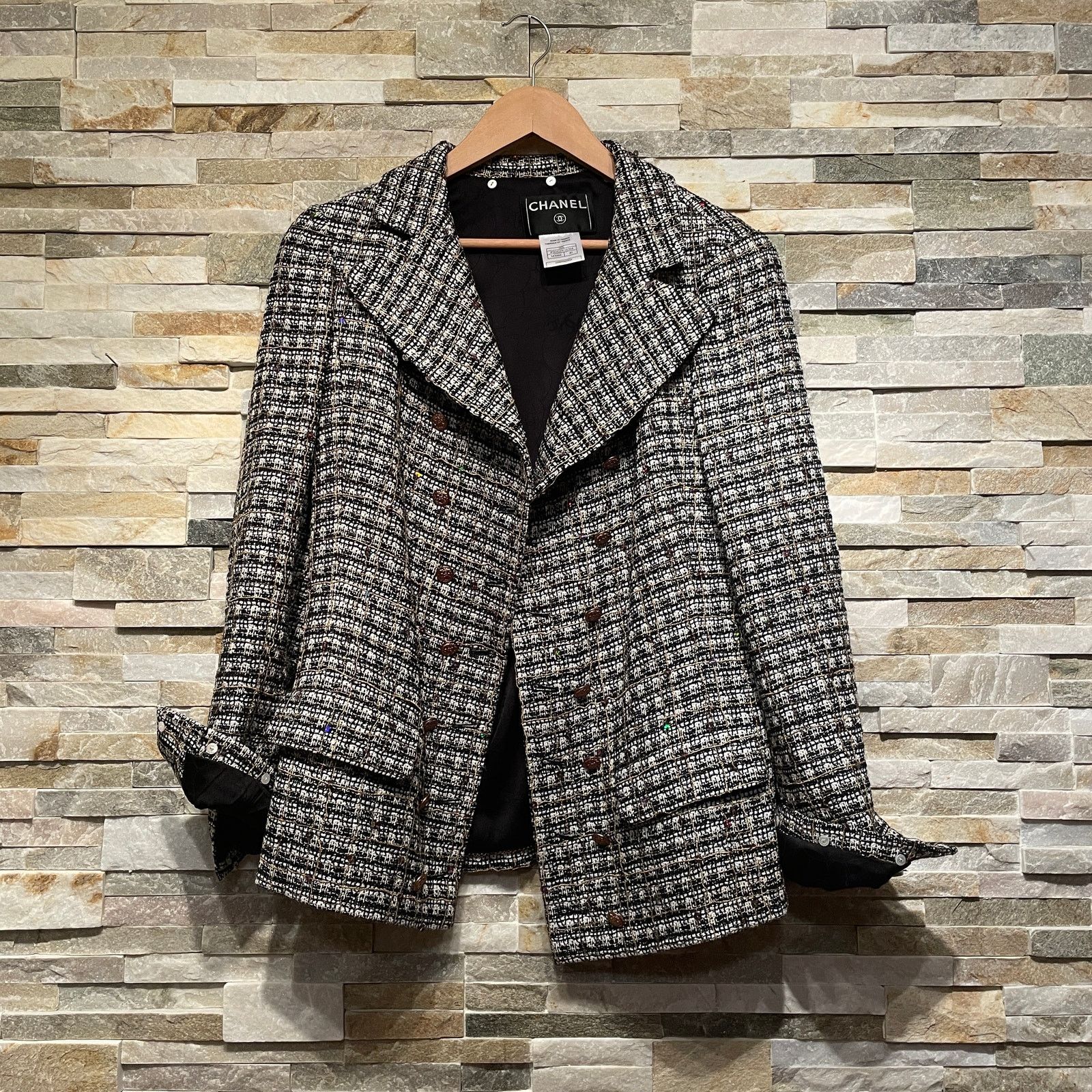 Chanel Chanel 05 Black White Plaid Tweed Sequin Jacket FR 40 Size M / US 6-8 / IT 42-44 - 4 Thumbnail