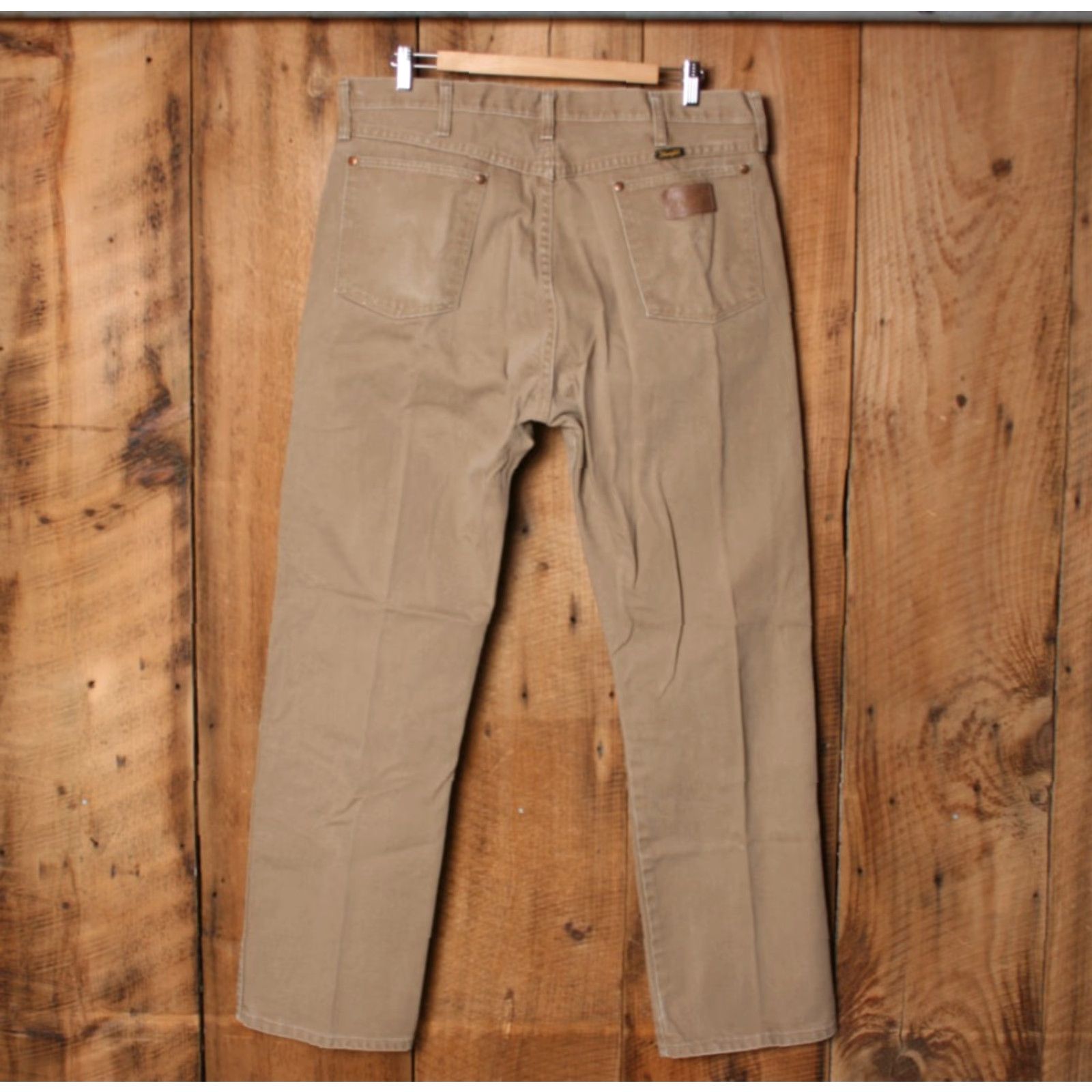 Wrangler VINTAGE Wrangler Jeans Tag 38x32 Tan 36x32 USA Made Denim Straight Mens Jeans Size US 35 - 3 Thumbnail