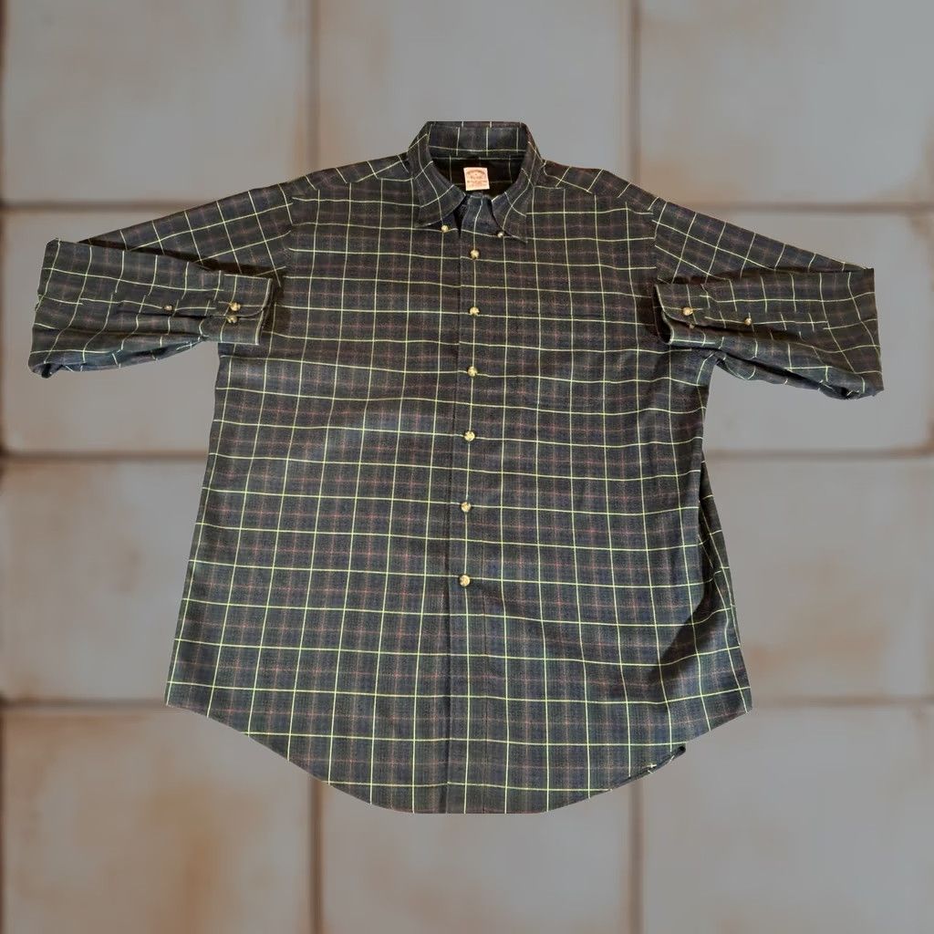 Brooks Brothers Brooks Brothers Shirt Mens Large Green Plaid Button Long Sleeve Business Office Size US L / EU 52-54 / 3 - 1 Thumbnail