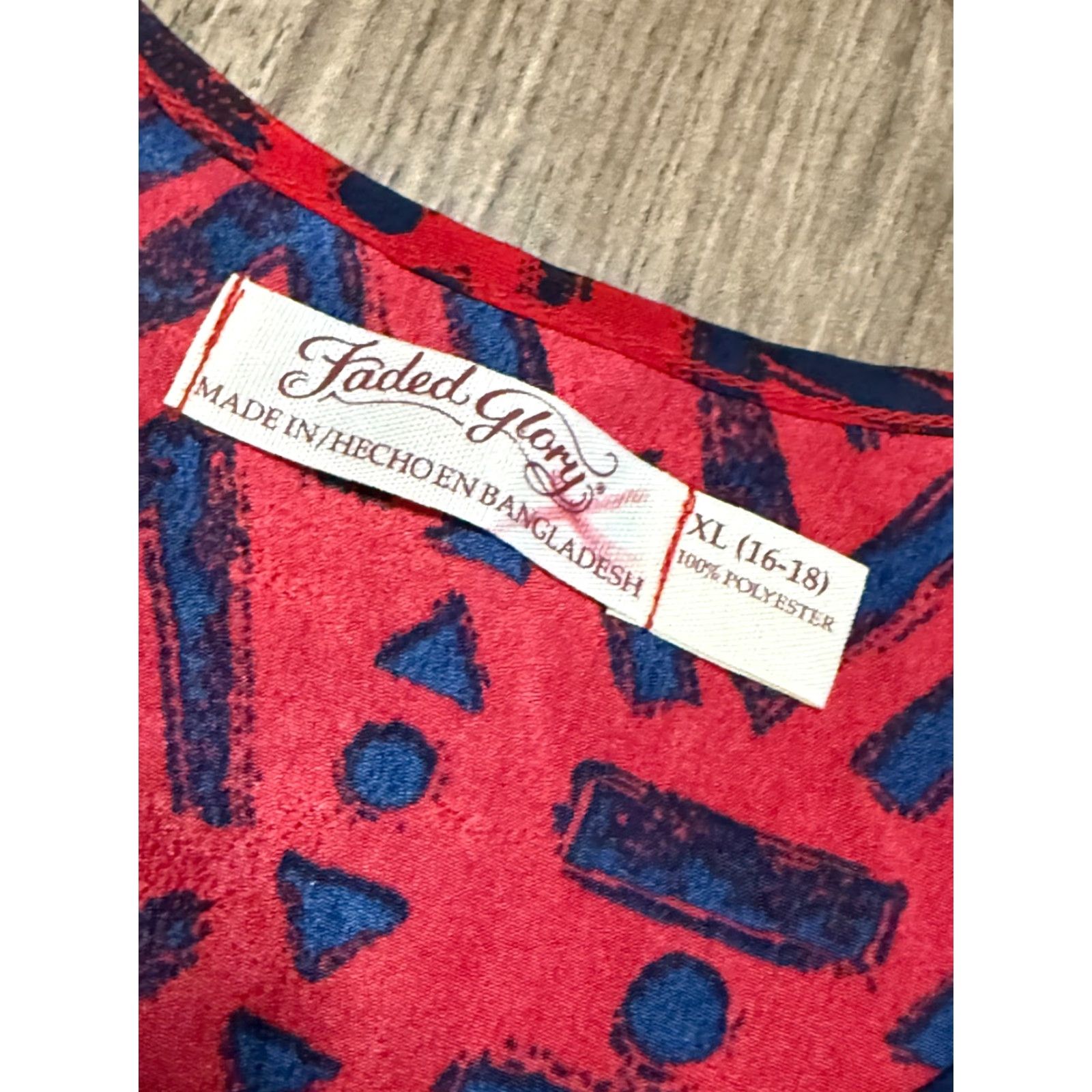 Faded Glory Faded Glory Tank Top Womens XL Red Black Allover print Shirt Tank, Cotton-Polyester? Size XL / US 12-14 / IT 48-50 - 3 Thumbnail