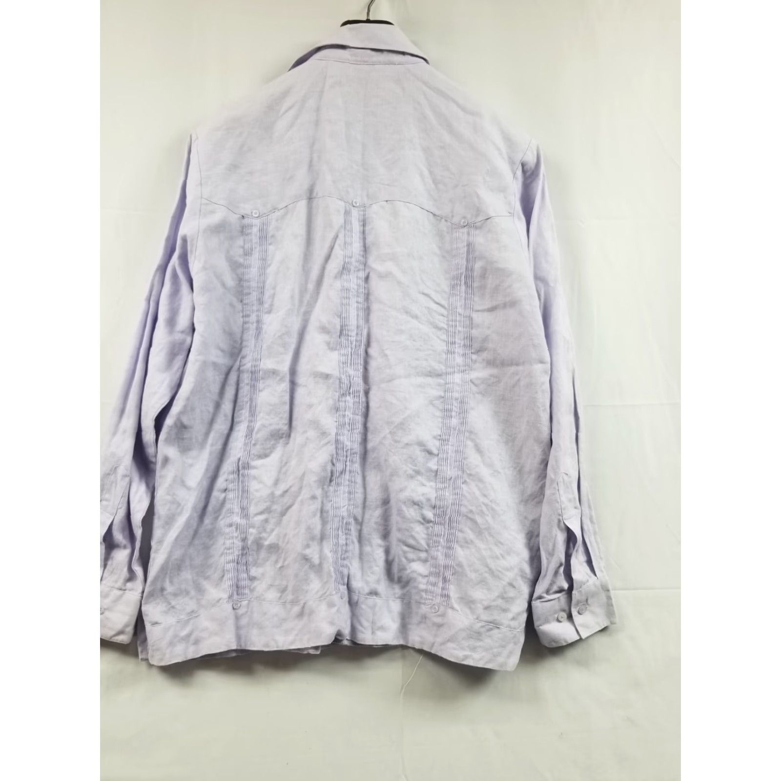 Vintage My Cuban Store 100% Linen Long Sleeve Button Up Guayabera Shirt Large Purple Mens Wedding Casual Size US L / EU 52-54 / 3 - 2 Thumbnail