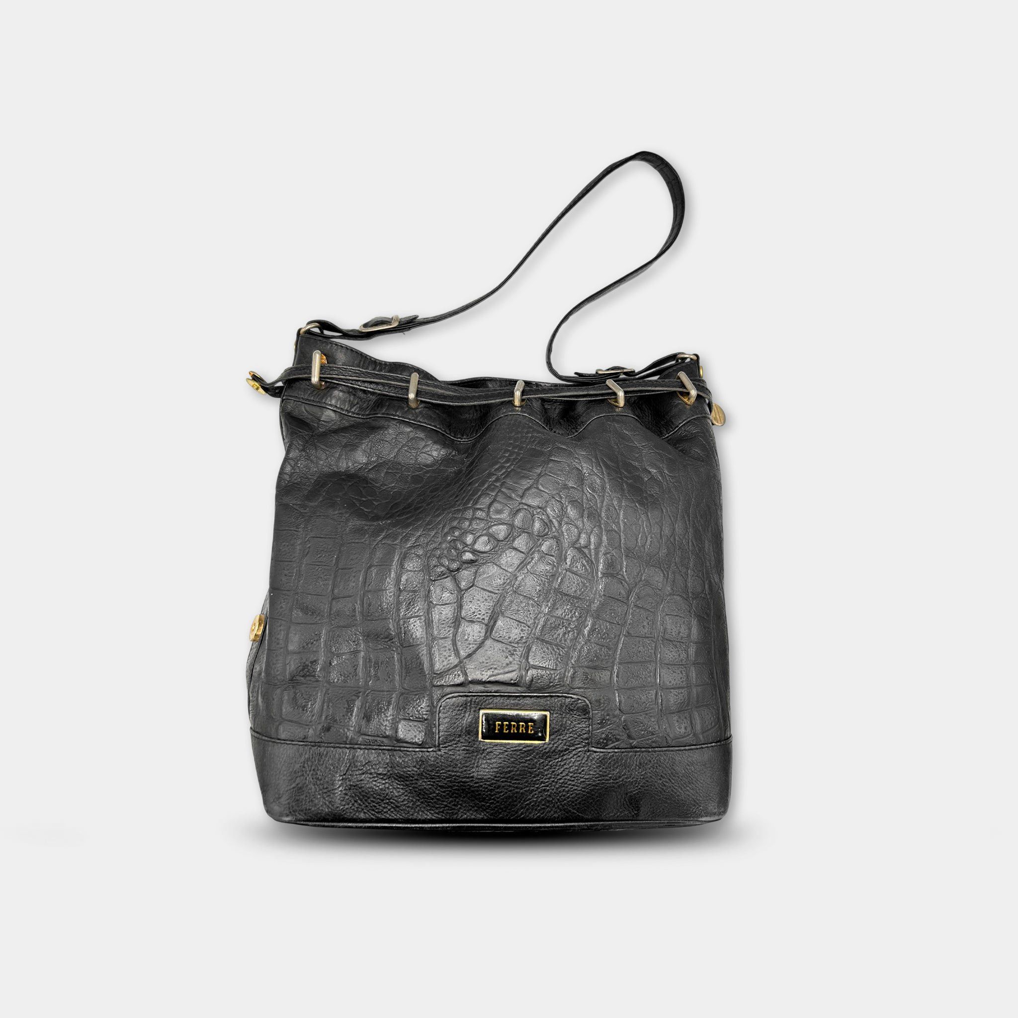 Gianfranco Ferre Gianfranco Ferré Vintage Black Crocodile Texture Shoulder Ba Size ONE SIZE - 1 Thumbnail